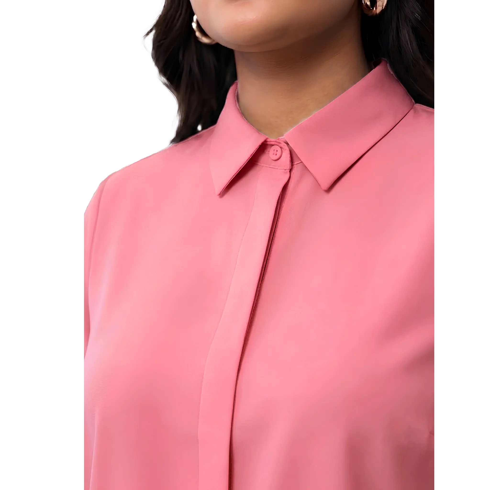 Pink Rayon Concealed Plus Size Tunic