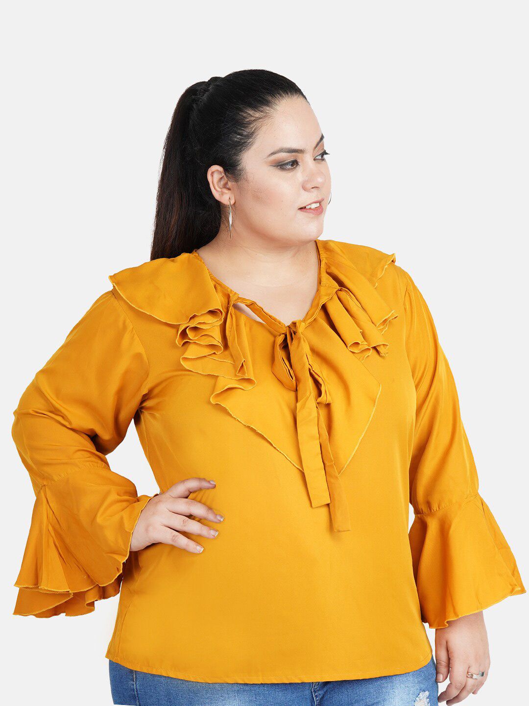Mustard Flared Top — view 3