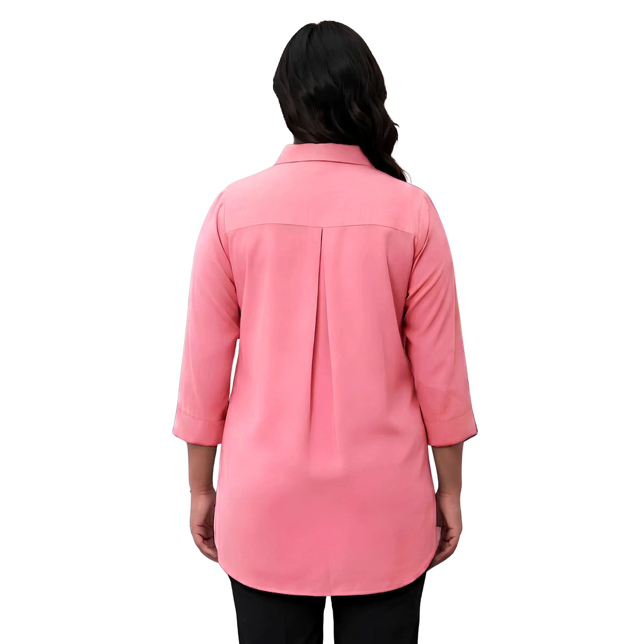 Pink Rayon Concealed Plus Size Tunic