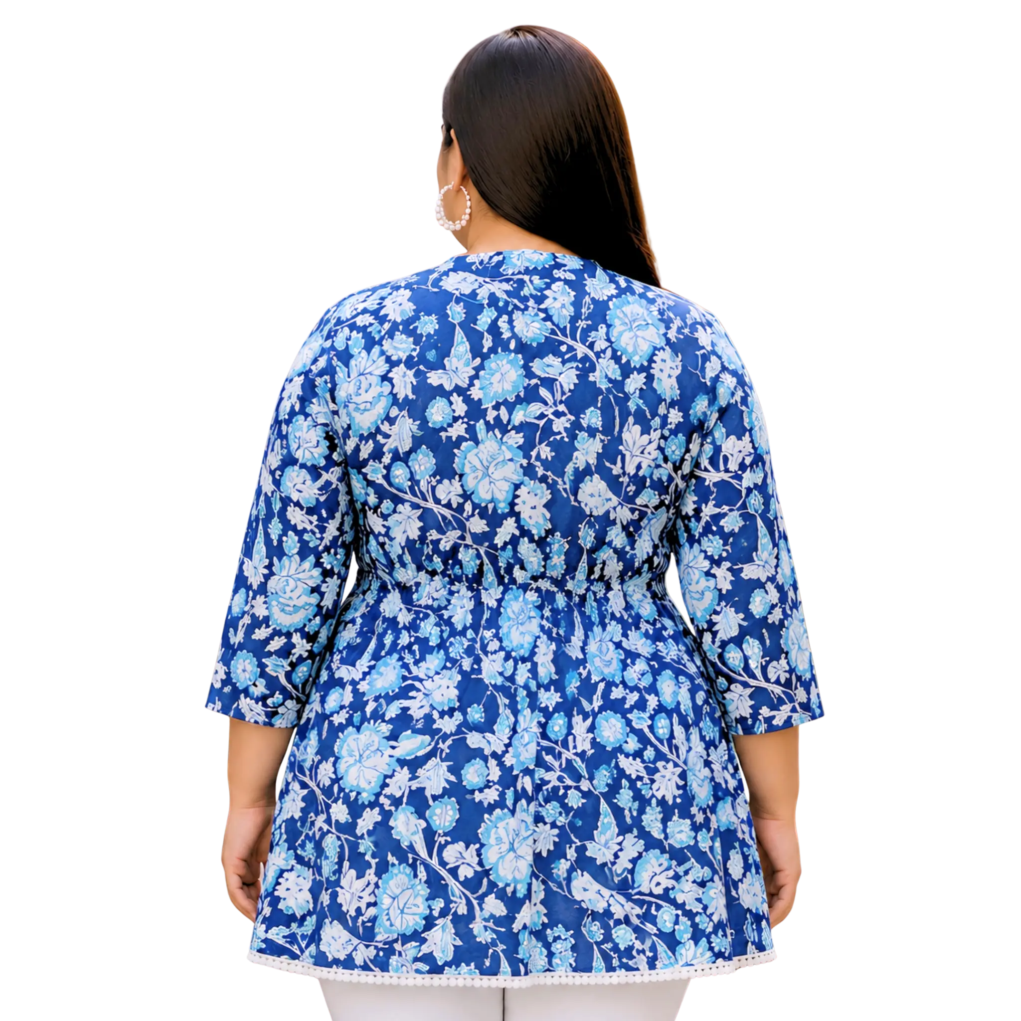 Blue and White Print Cotton Tunic