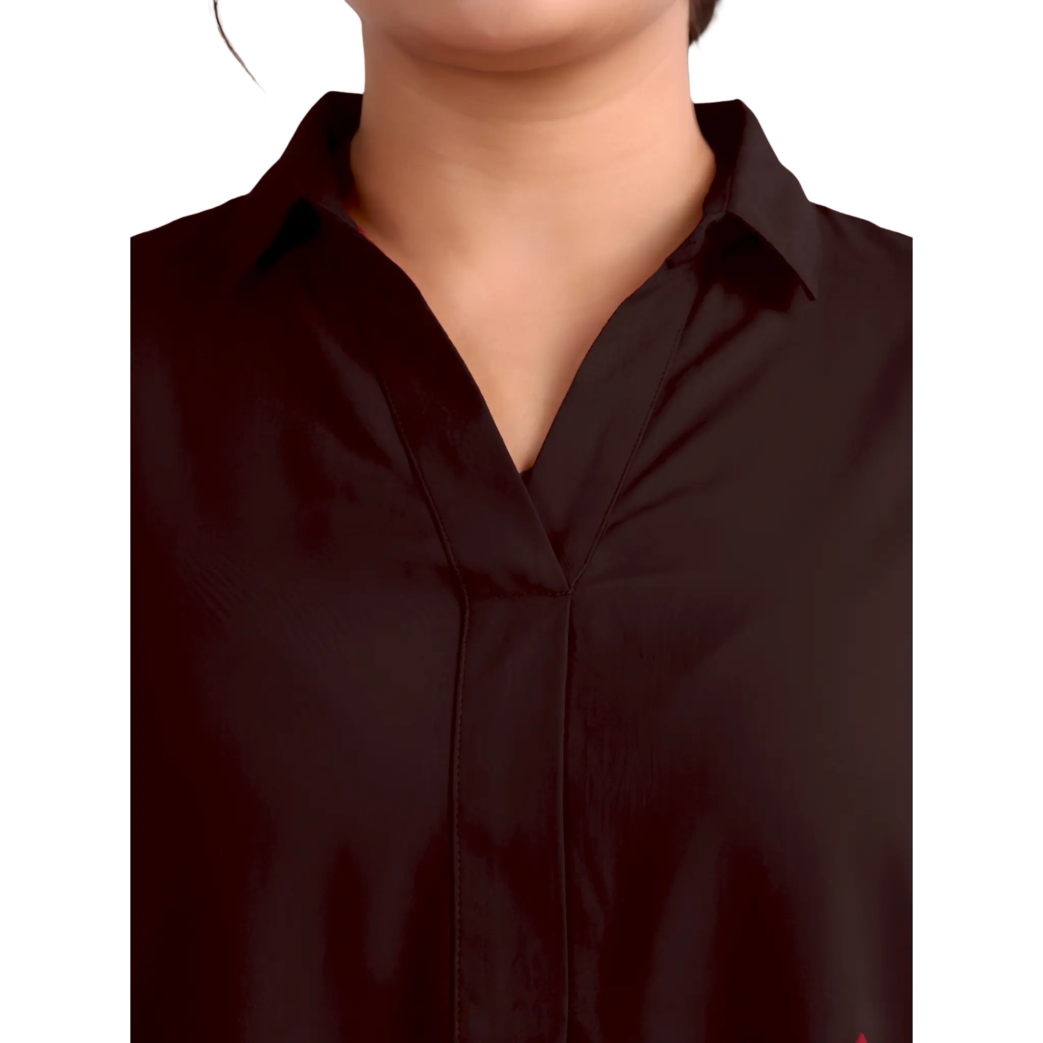 Brown Rayon Centrepleat Longline Tunic