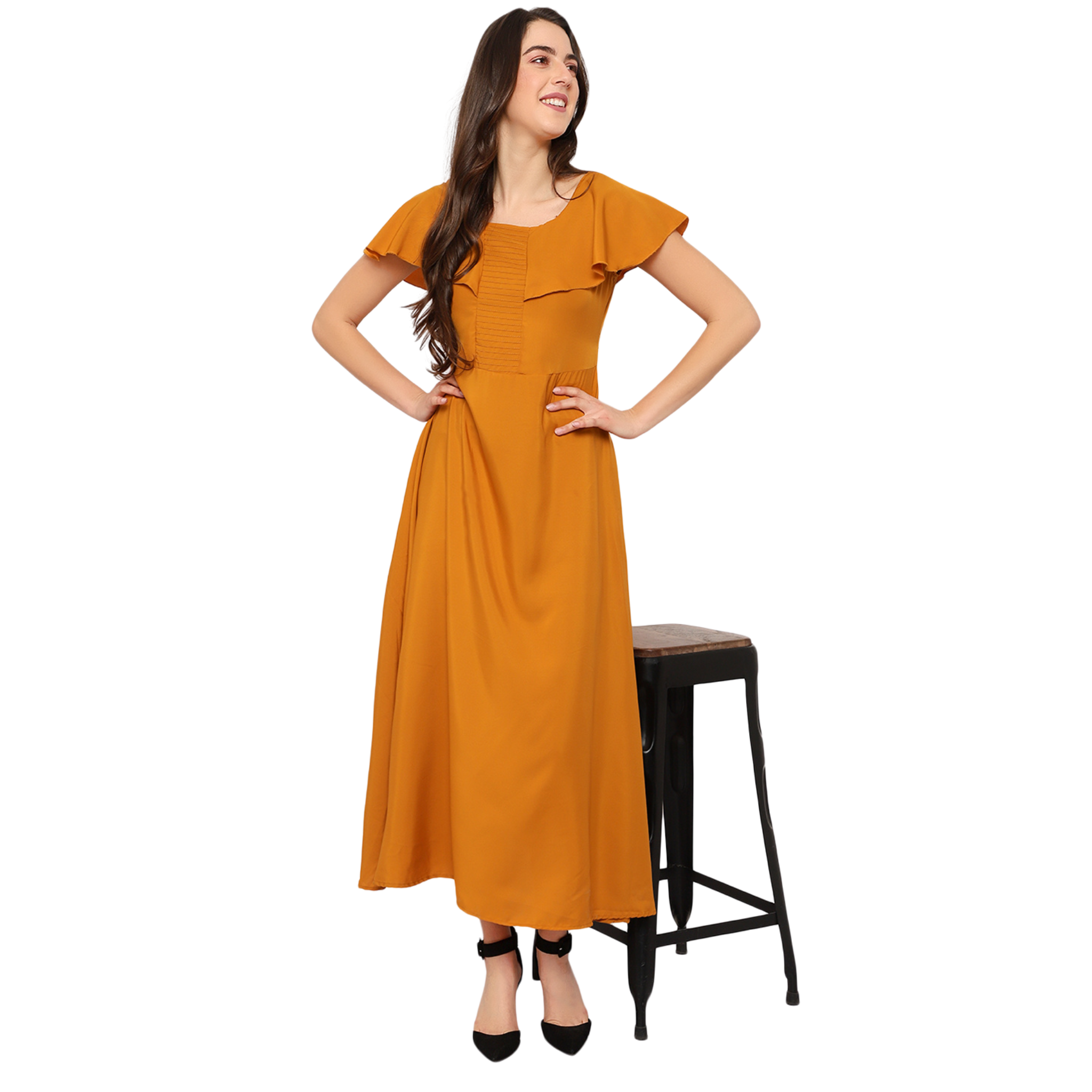 Yellow Solid Maxi Dress