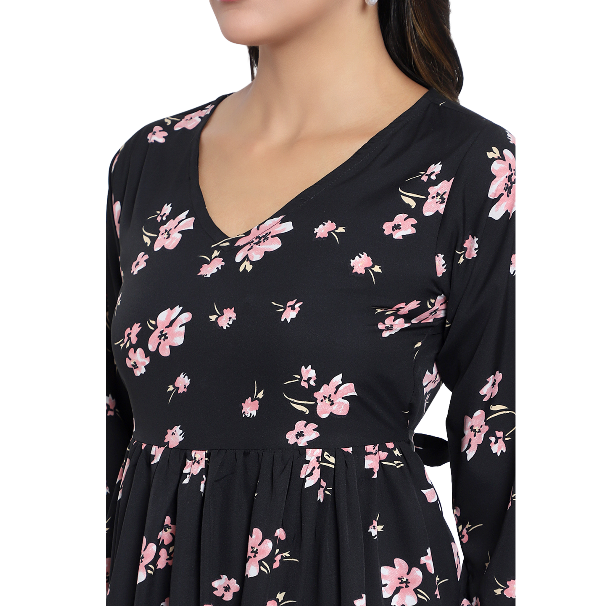 Black Floral Tiered Dress