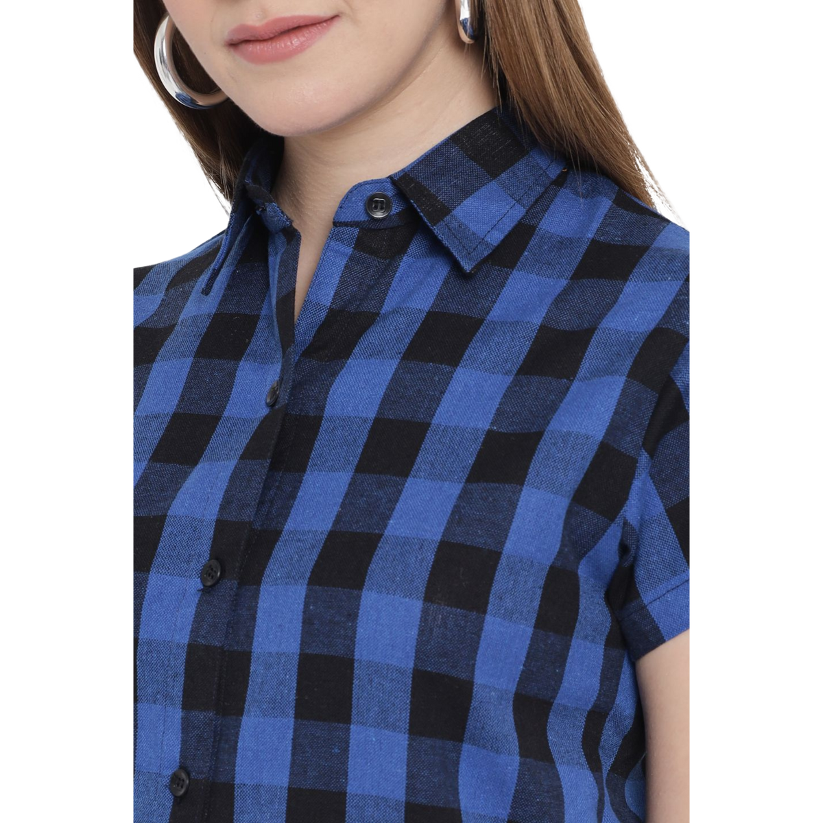 Dark Blue Checkered Plus Size Dress