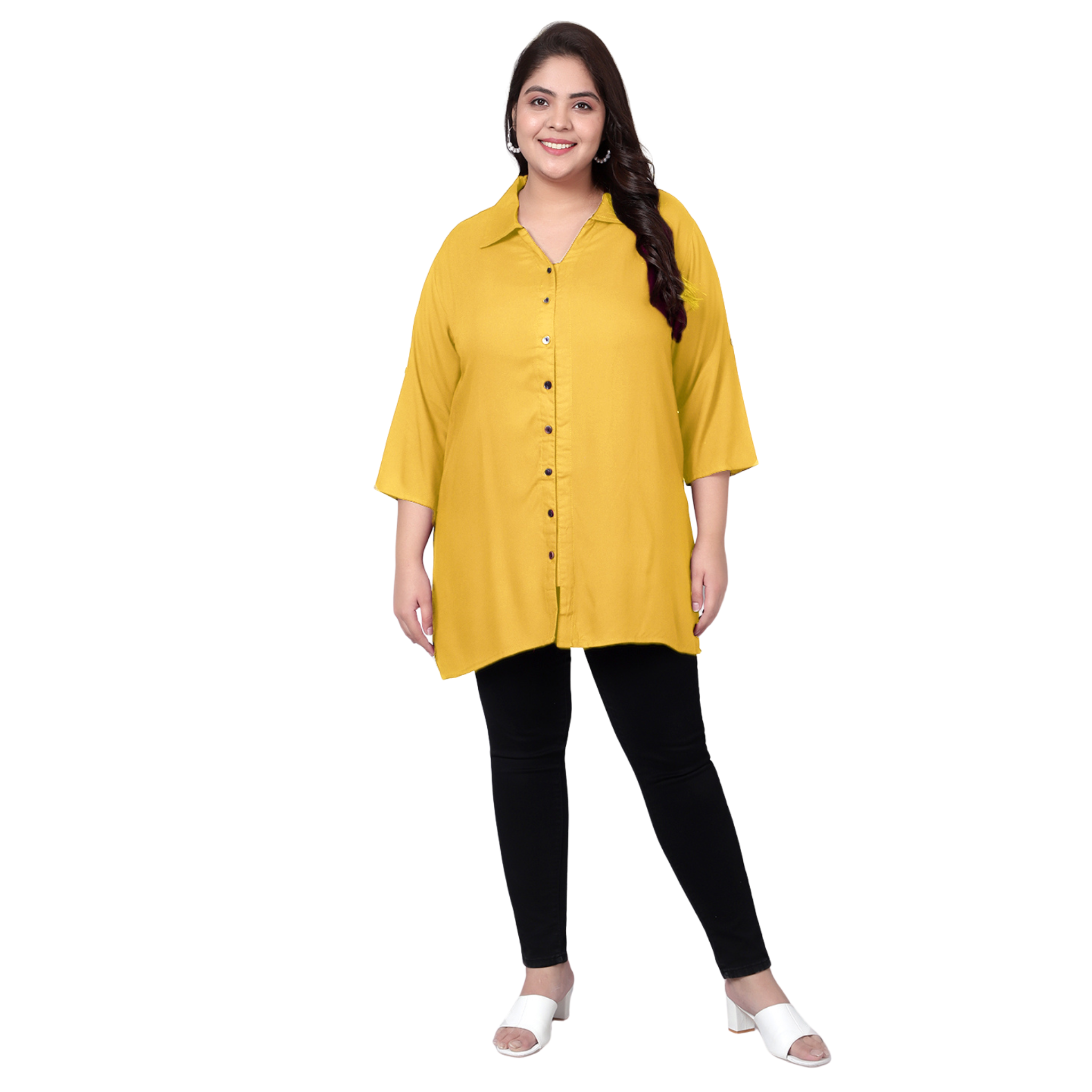 Yellow Longline Plus Size Shirt