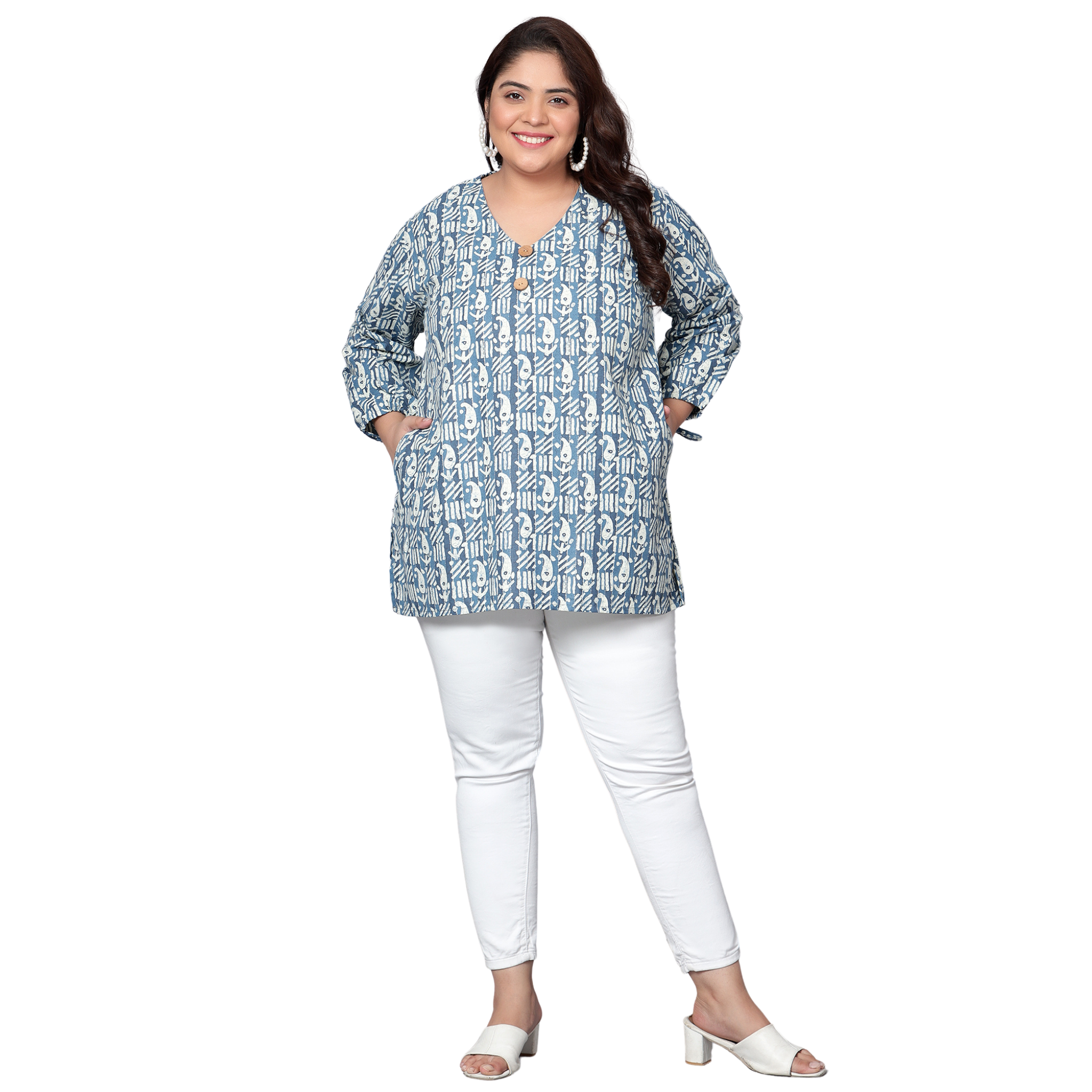 Blue Paisley Plus Size Tunic