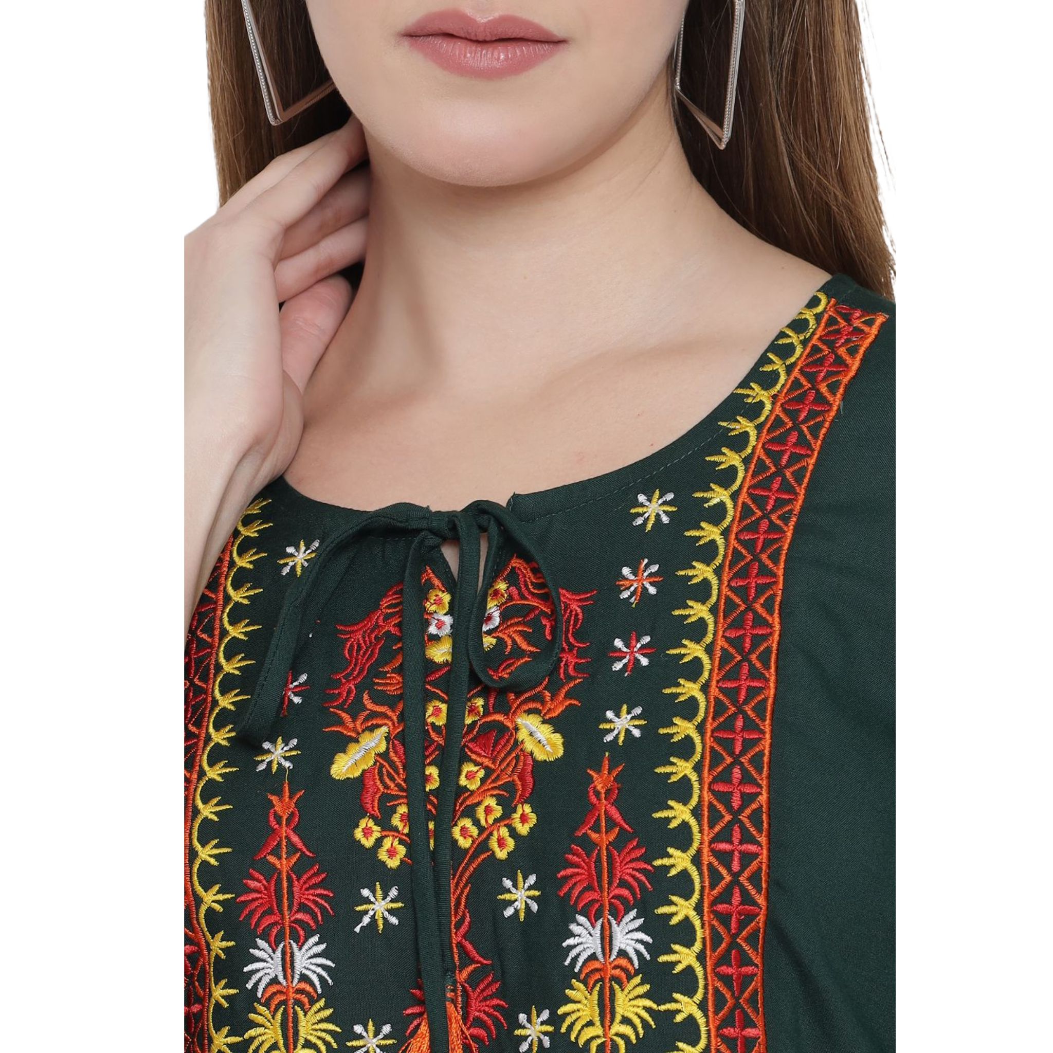 Dark Green Embroidered Tunic