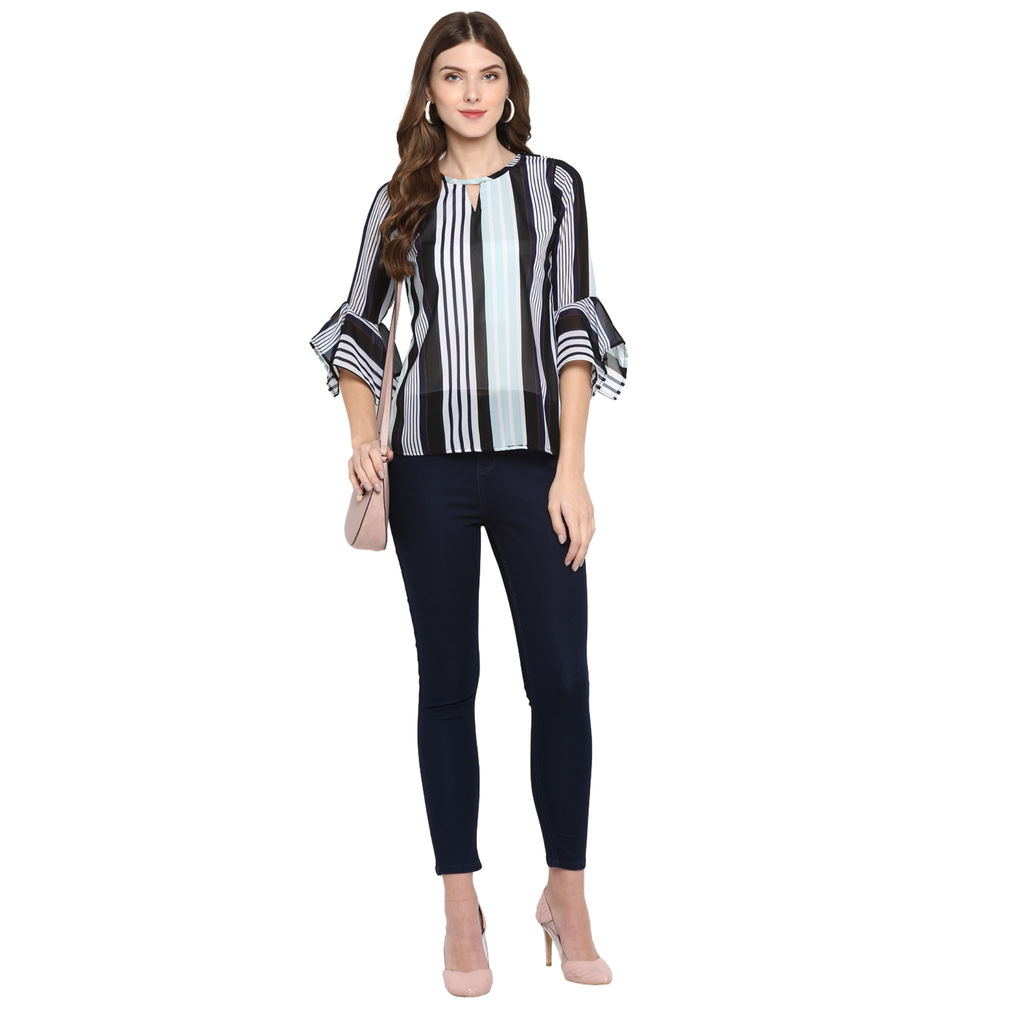 Blue Stripe Georgette Top