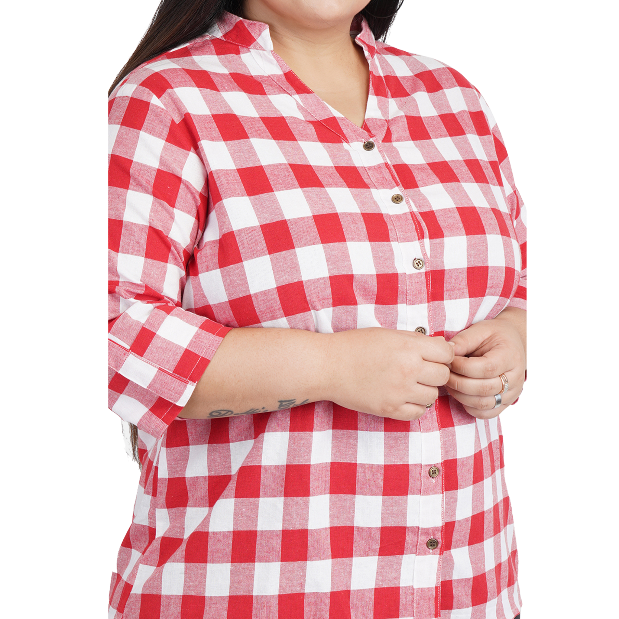 Red Checkered Plus Size Shirt