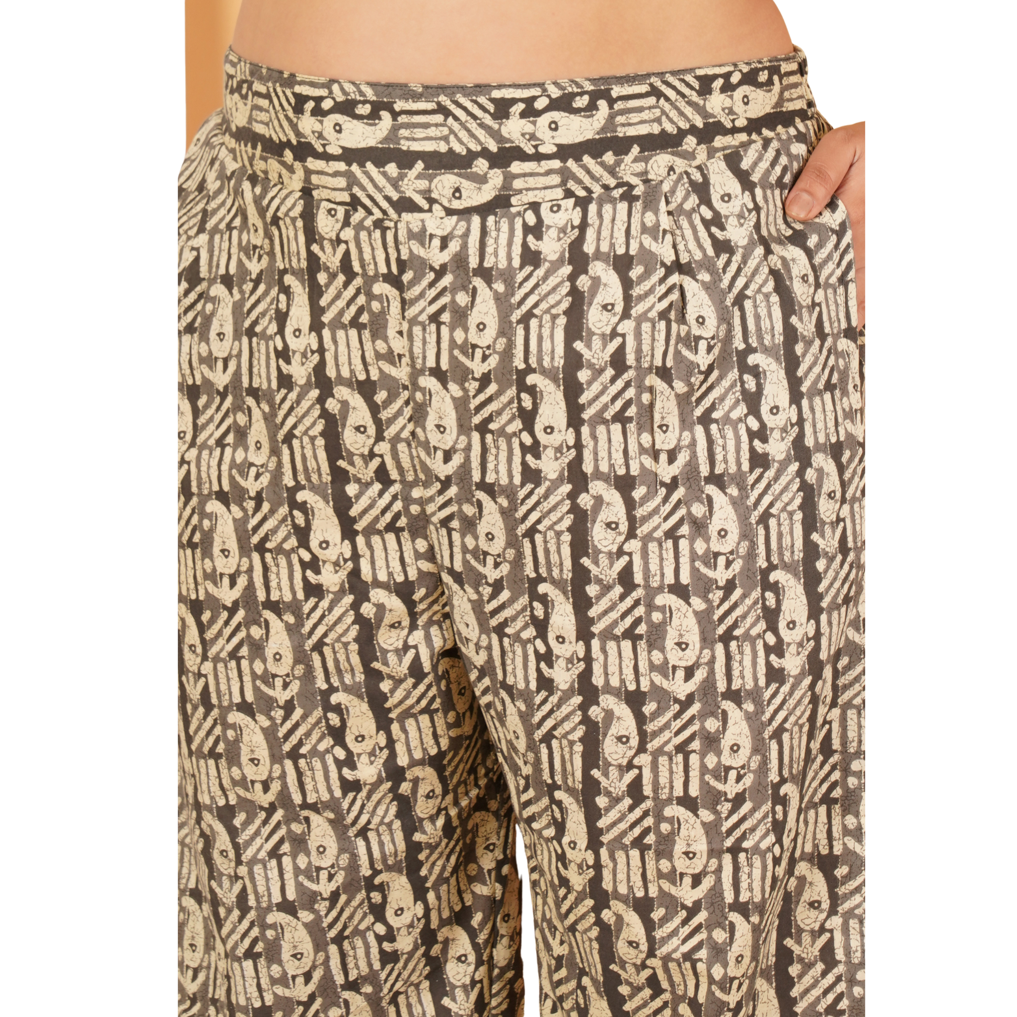 Black Paisley Print Plus Size Trouser