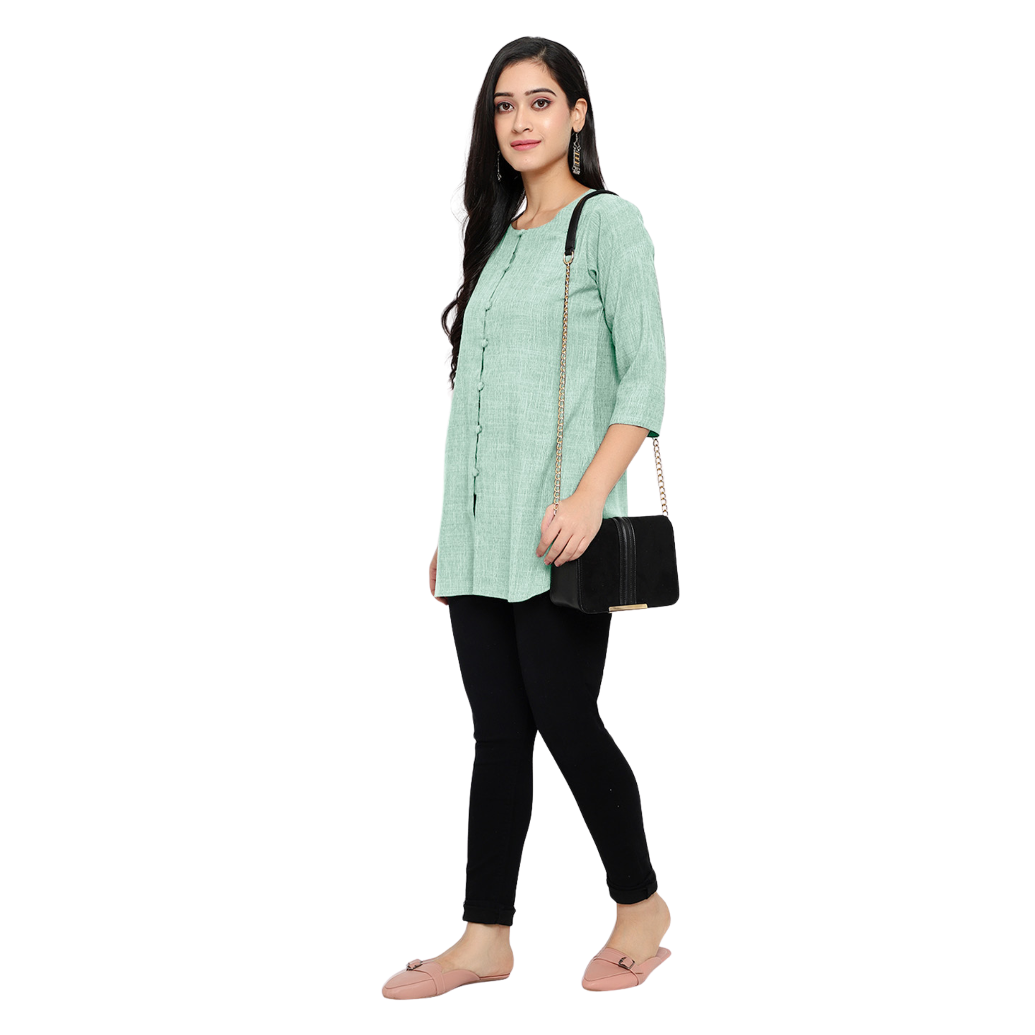 Green Cotton Linen Tunic