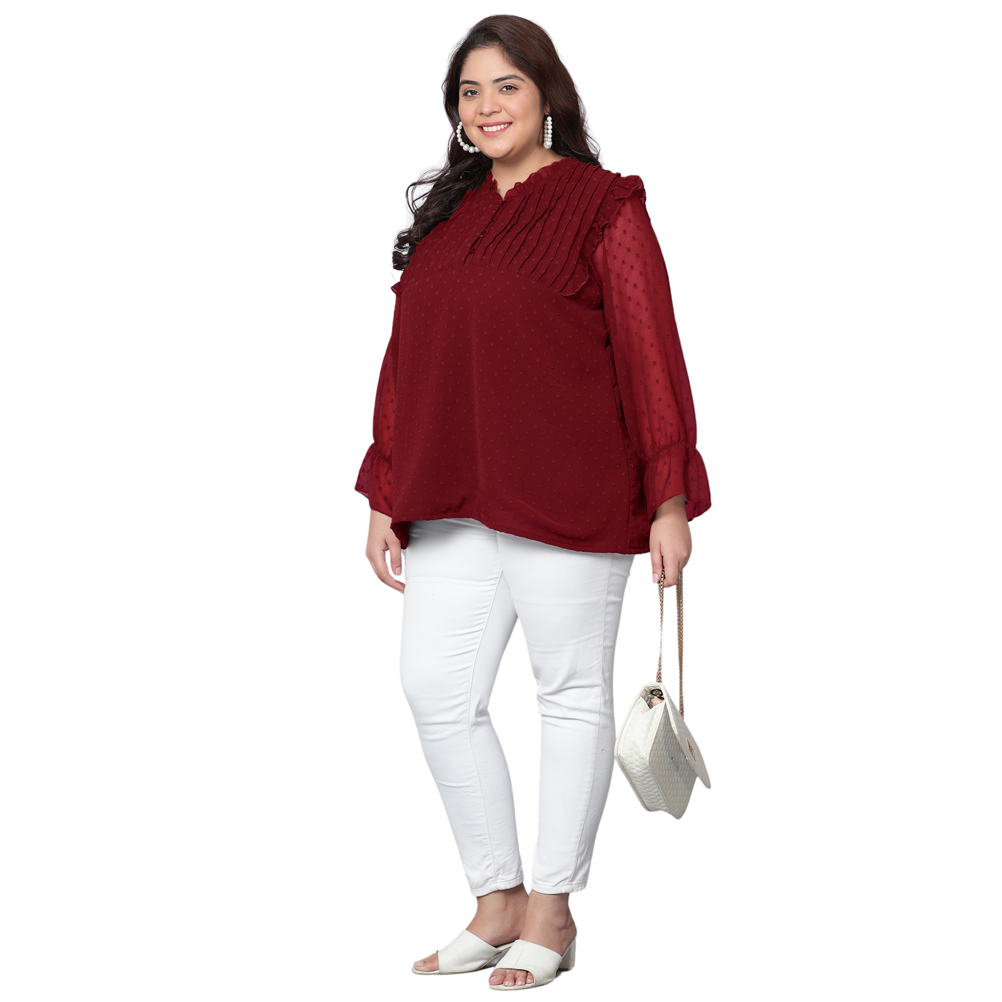 Red Georgette Plus Size Tunic