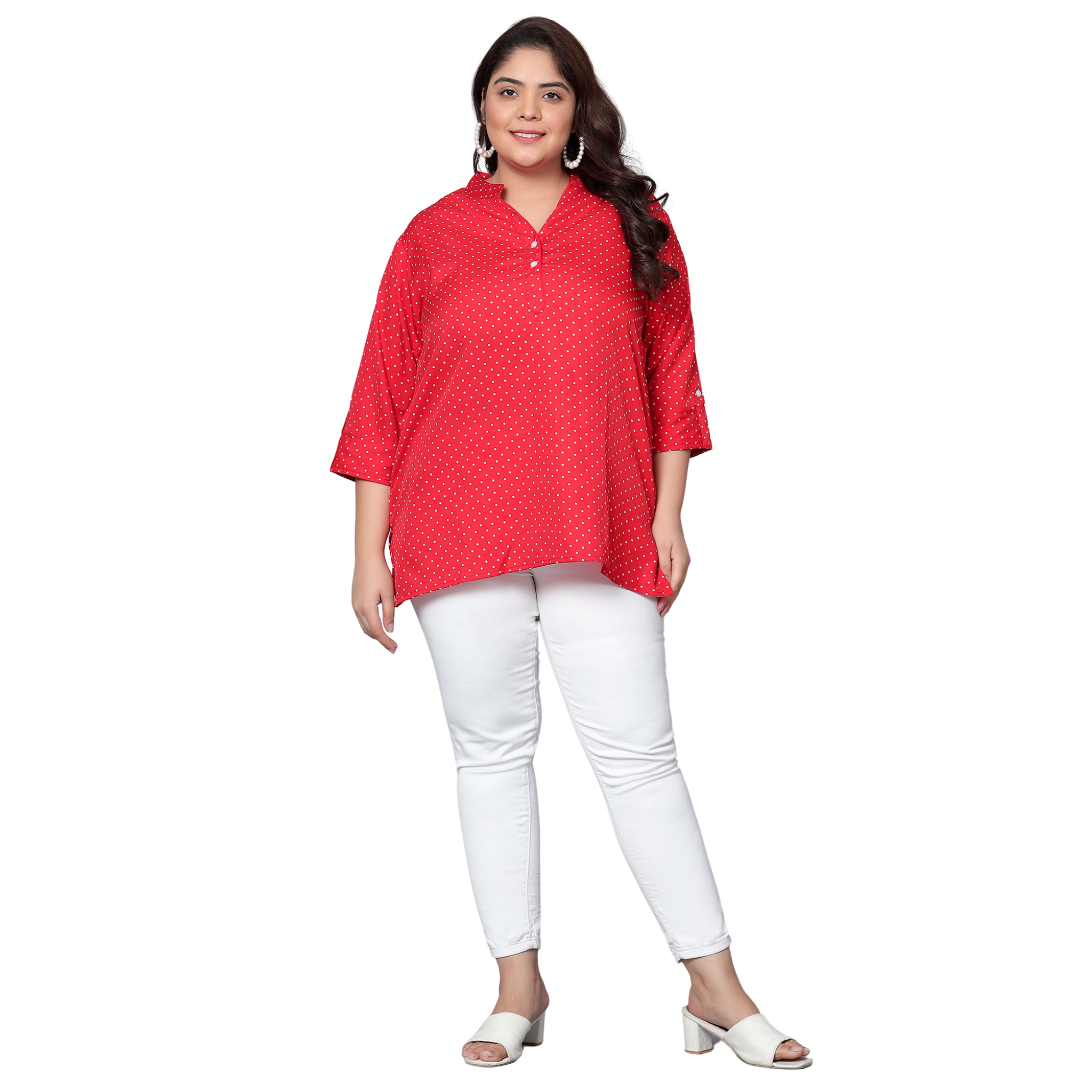 Red Polka Dot Plus Size Tunic