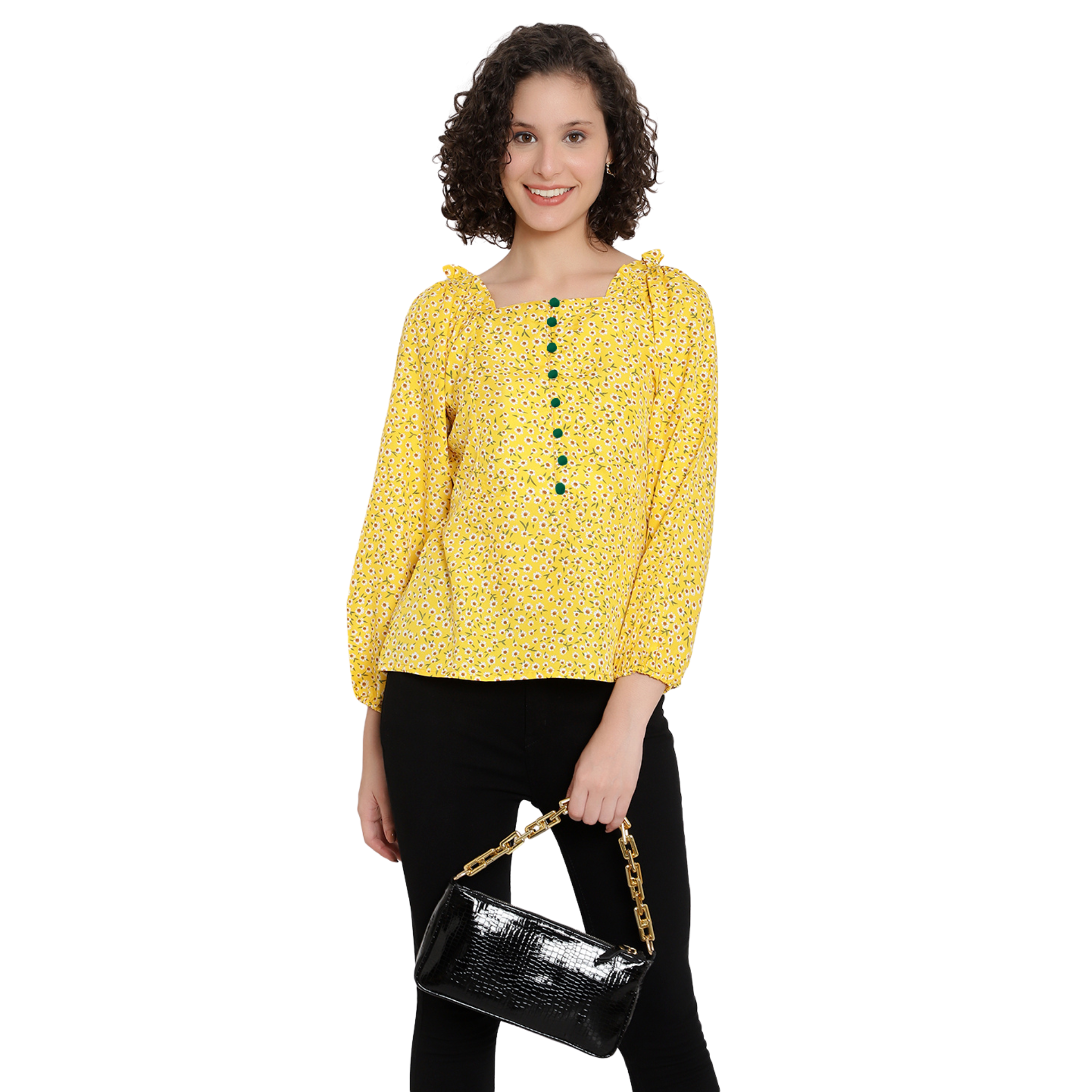 Yellow Floral Print Top