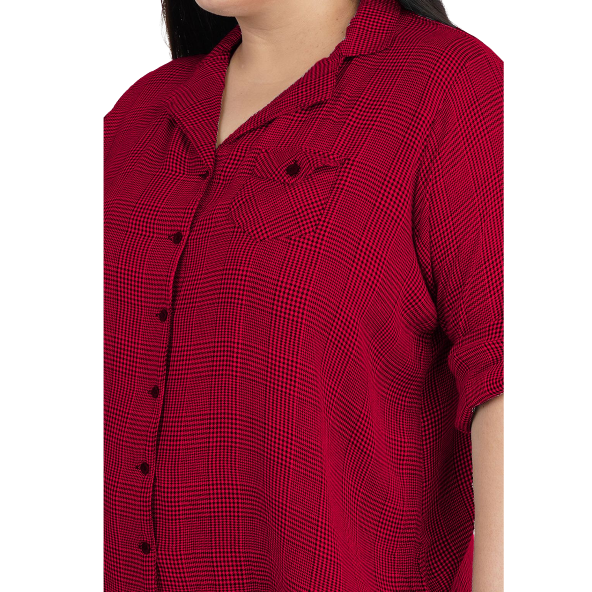 Red Classic Checkered Plus Size Shirt