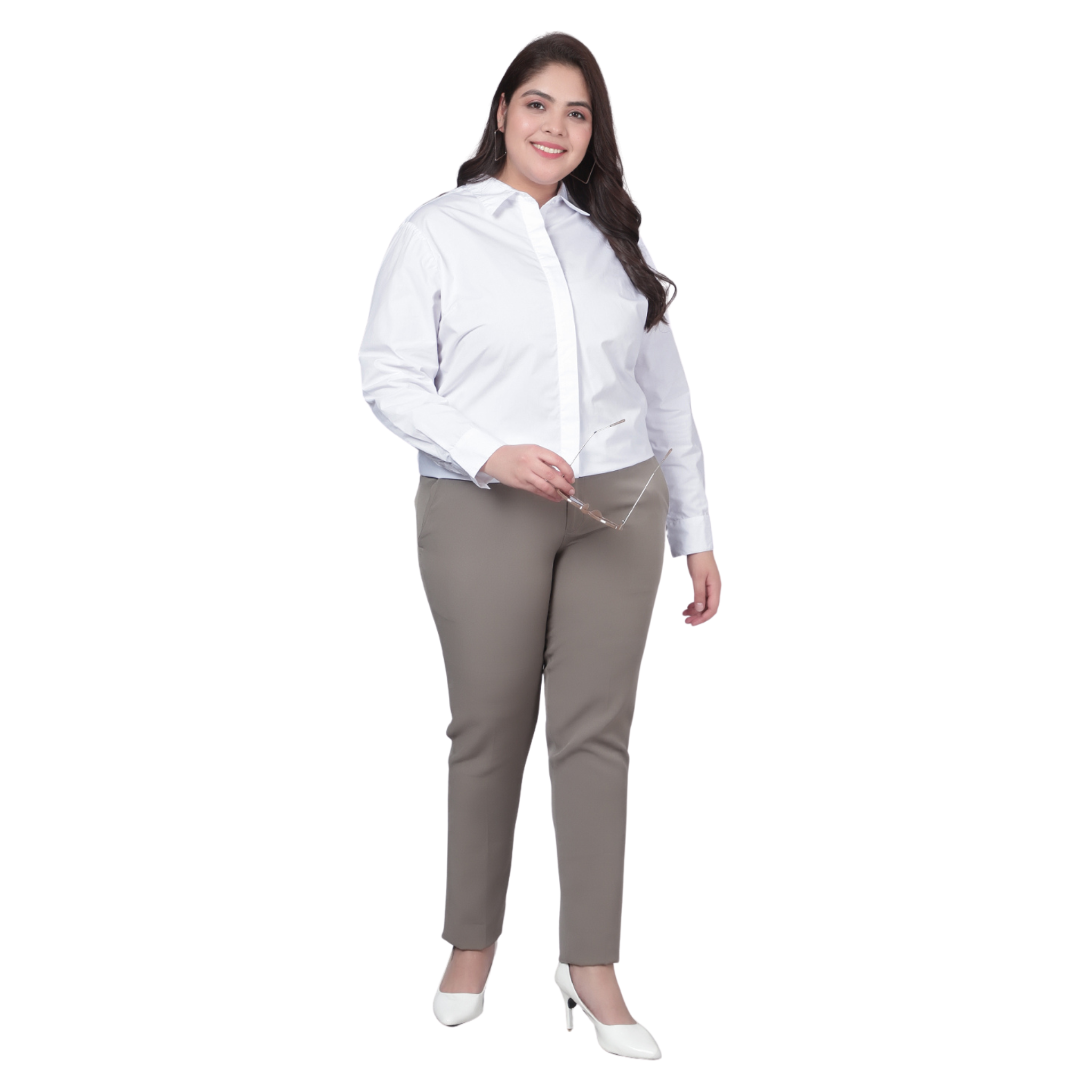 White Slim Fit Formal Plus Size Shirt