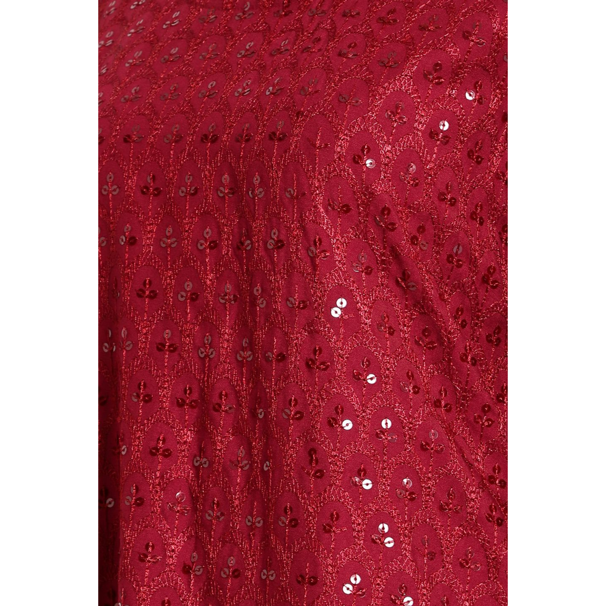 Red Embroidered Sequin Dress