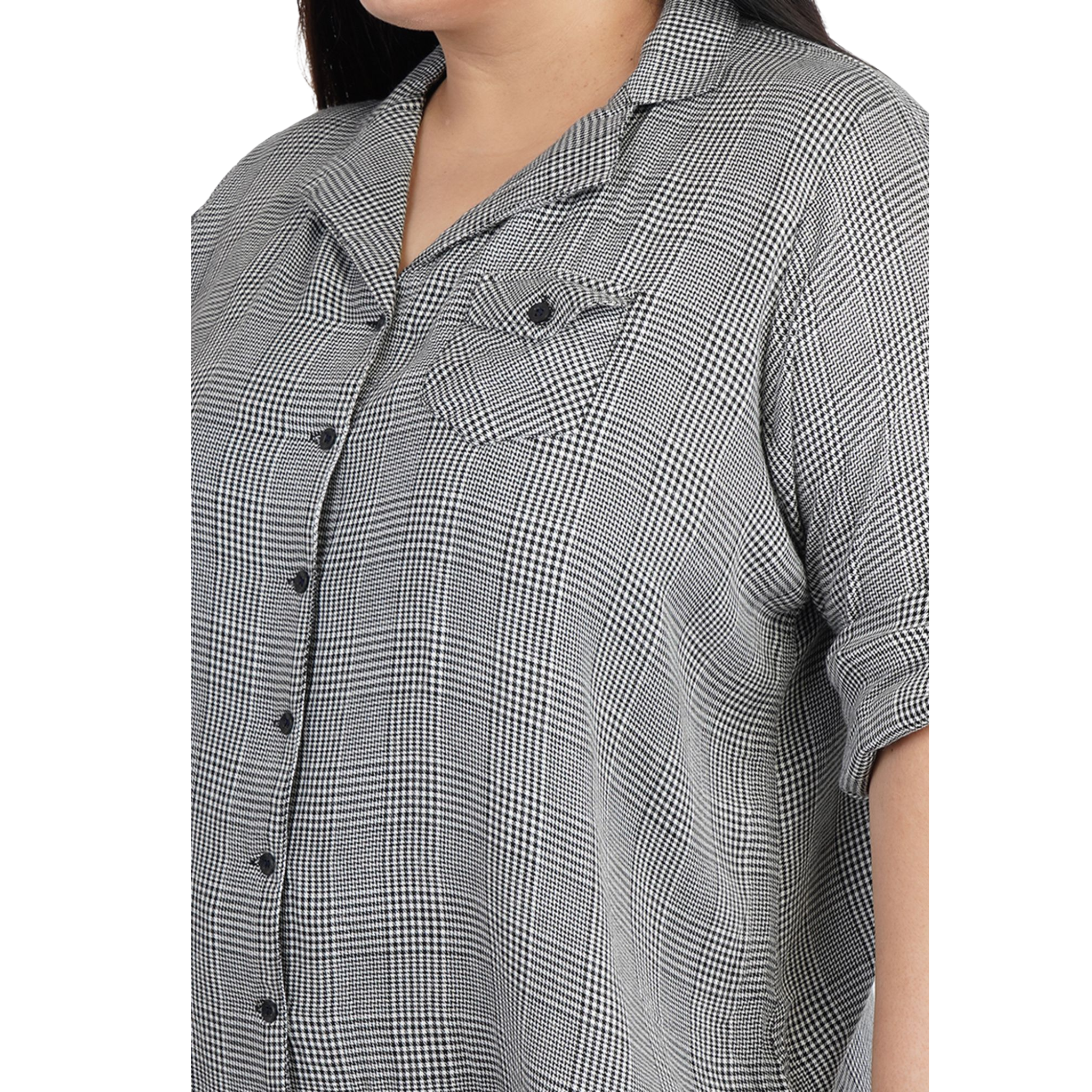 Black And White Classic Checkered Plus Size Shirt