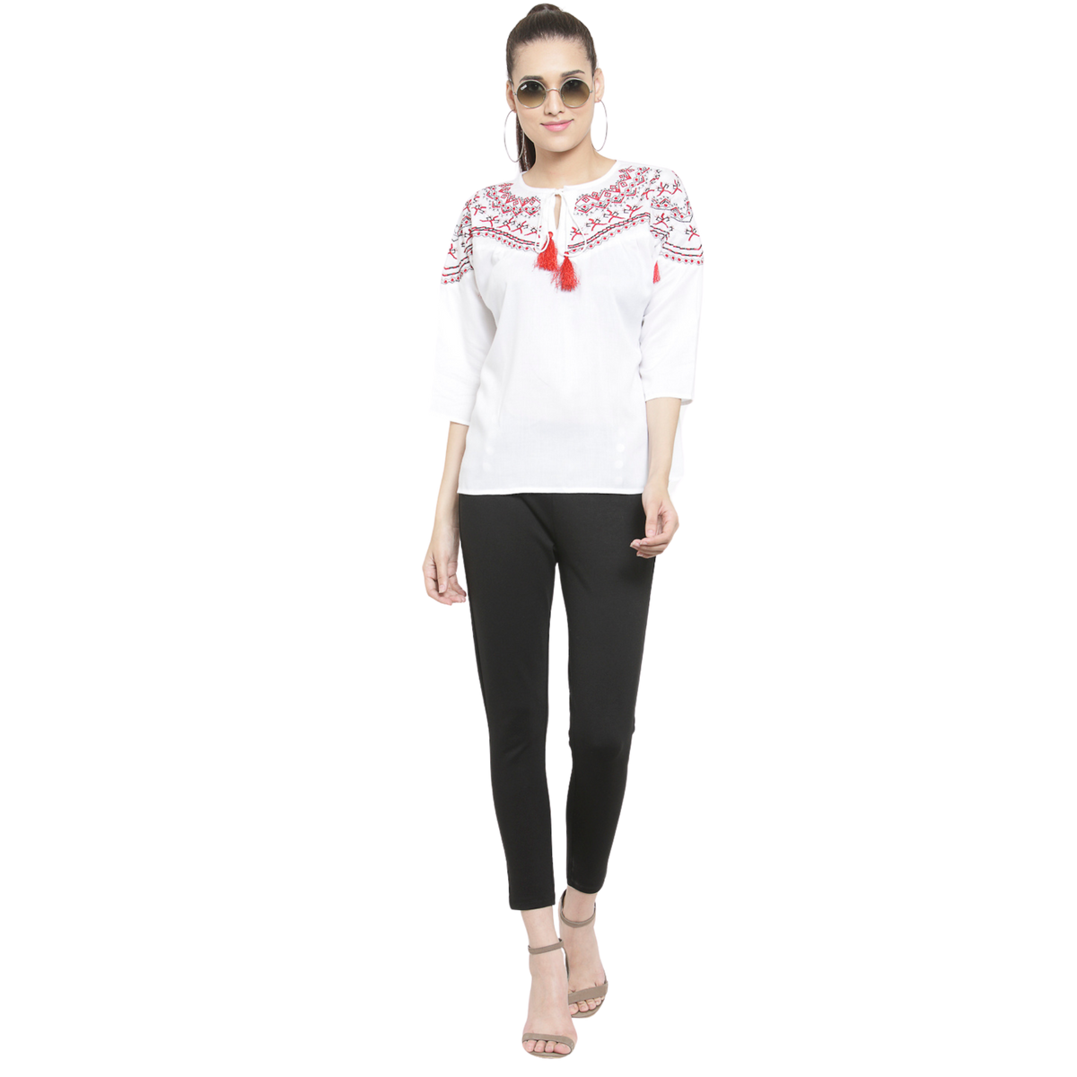 White Embroidered Top