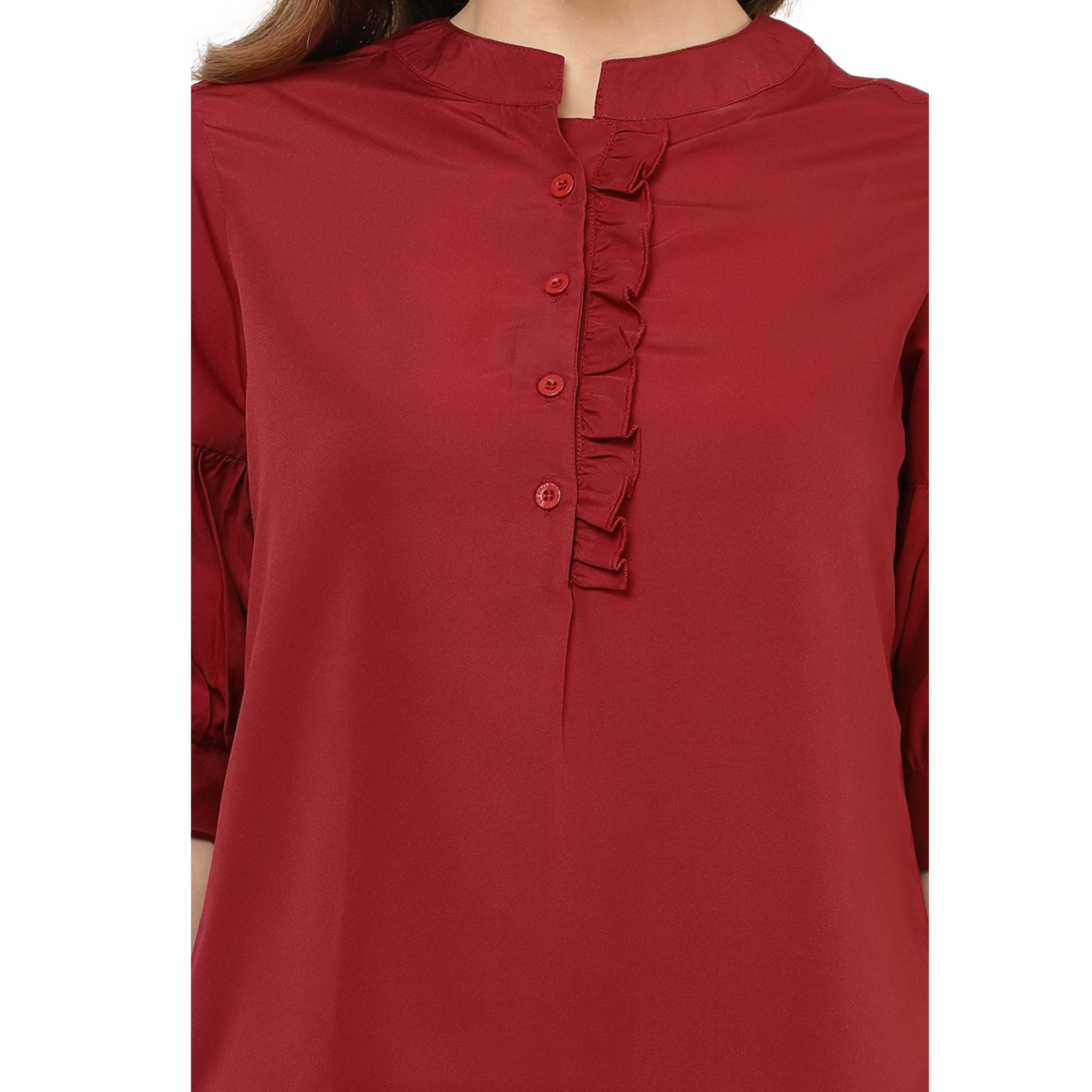 Maroon Ruffle Solid Top