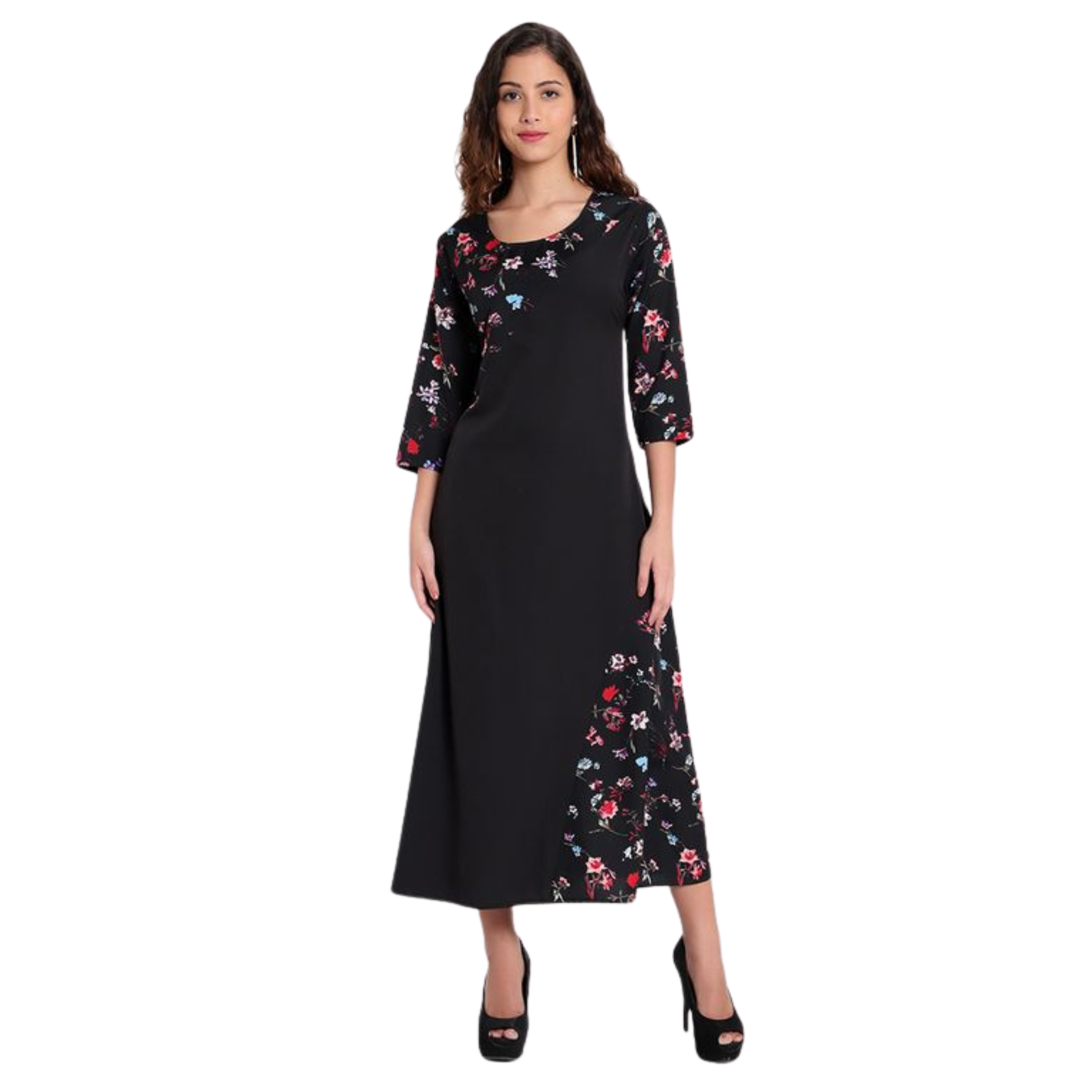 Black Floral Abstract Dress