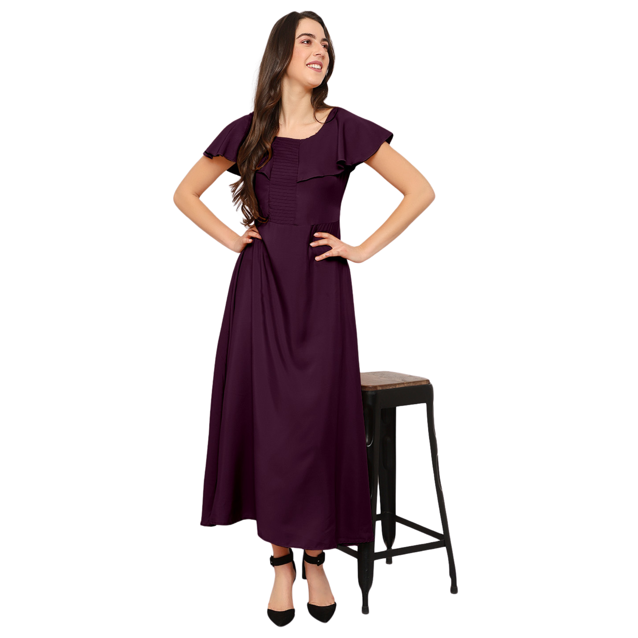 Purple Solid Maxi Dress