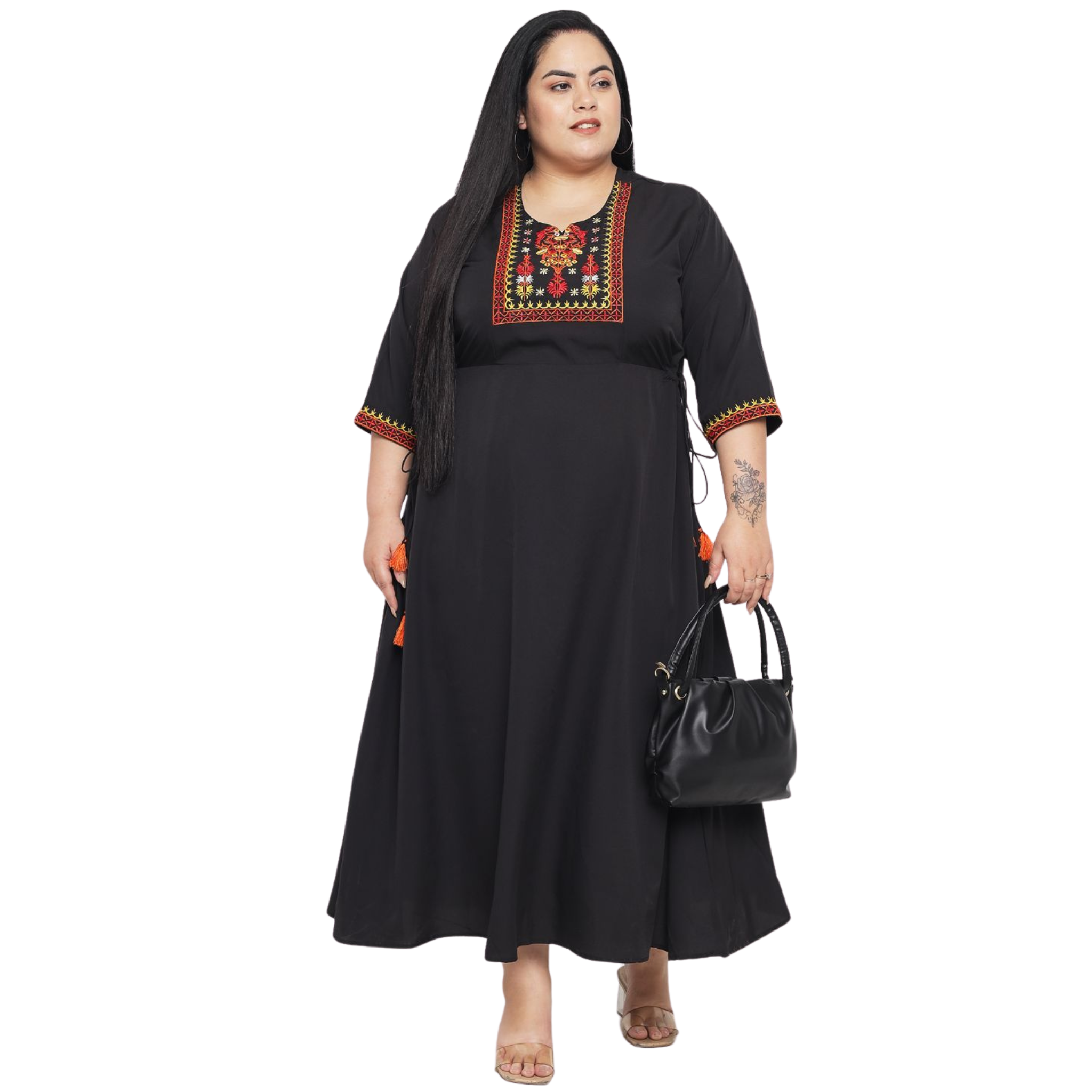 Black Embroidered Plus Size Dress