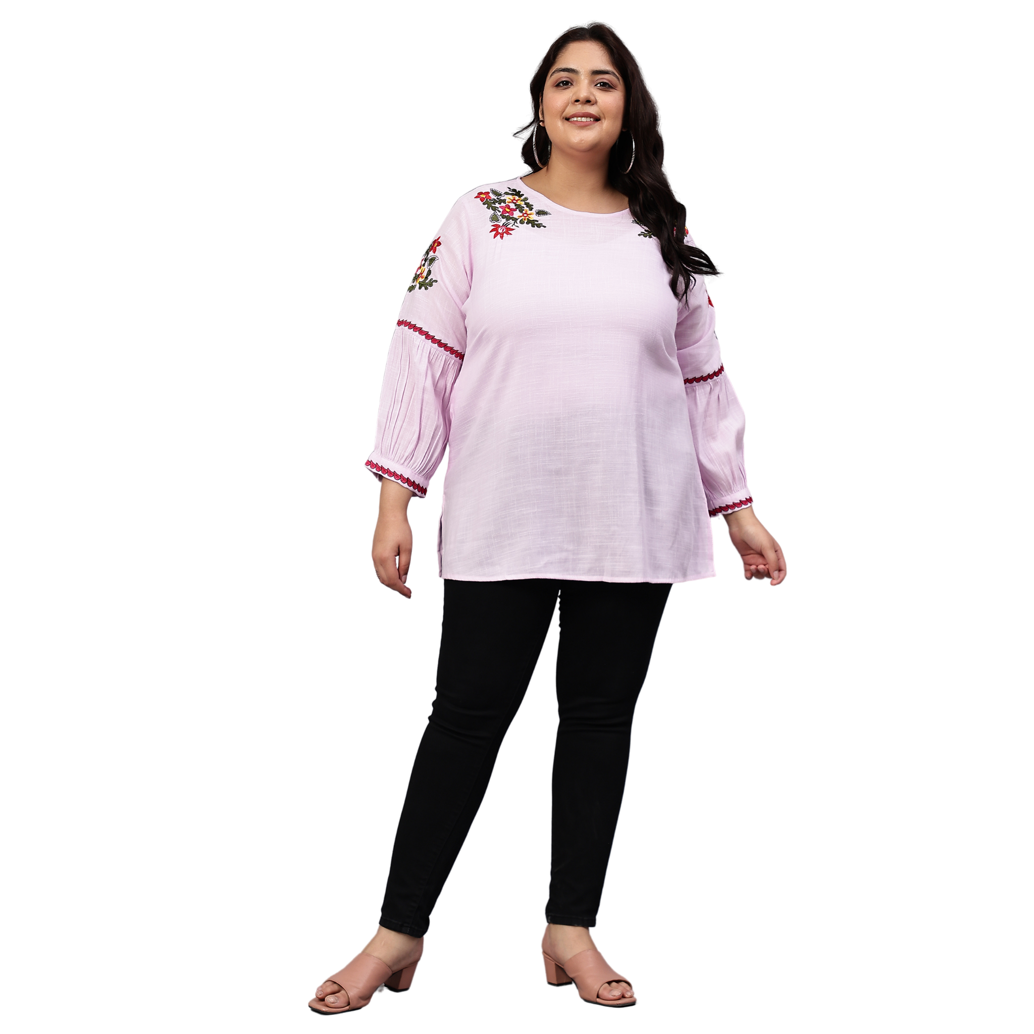 Purple Embroidered Plus Size Tunic