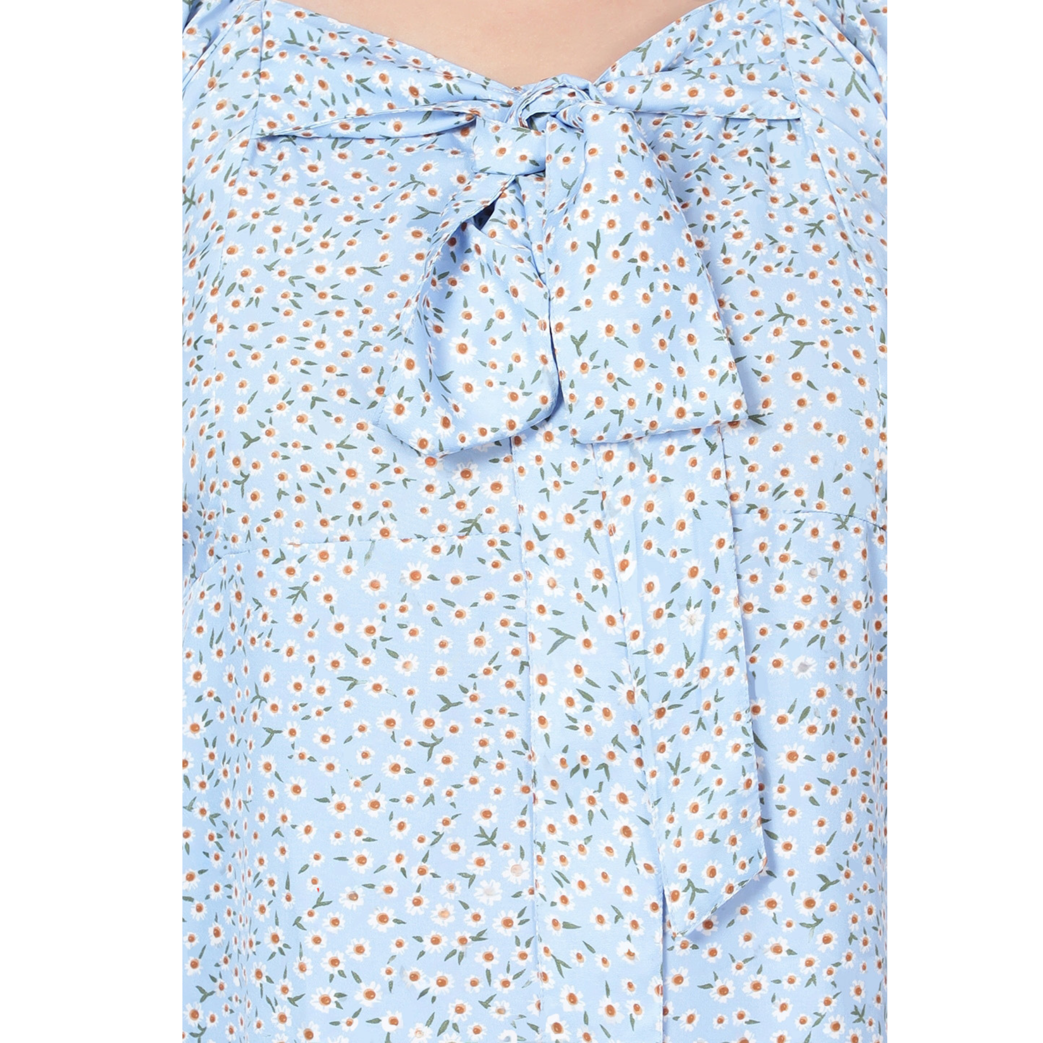 Blue Floral Smock Plus Size Dress