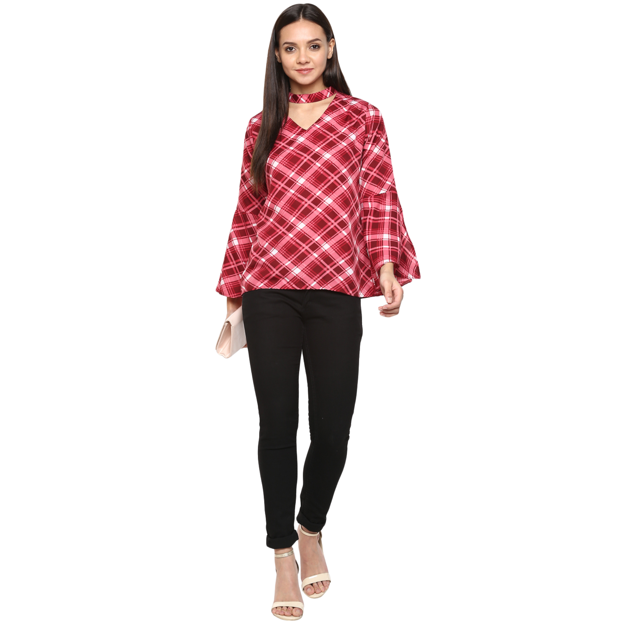 Pink Checkered Choker Top