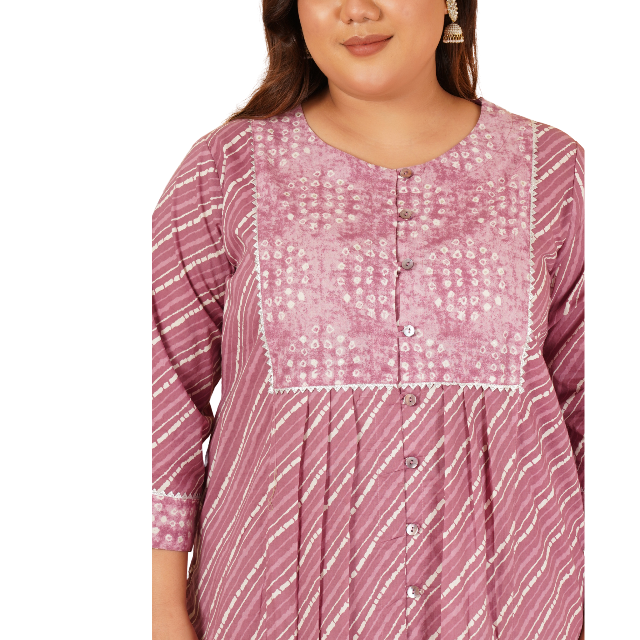 Pink Stripe Print Plus Size Co Ord Set