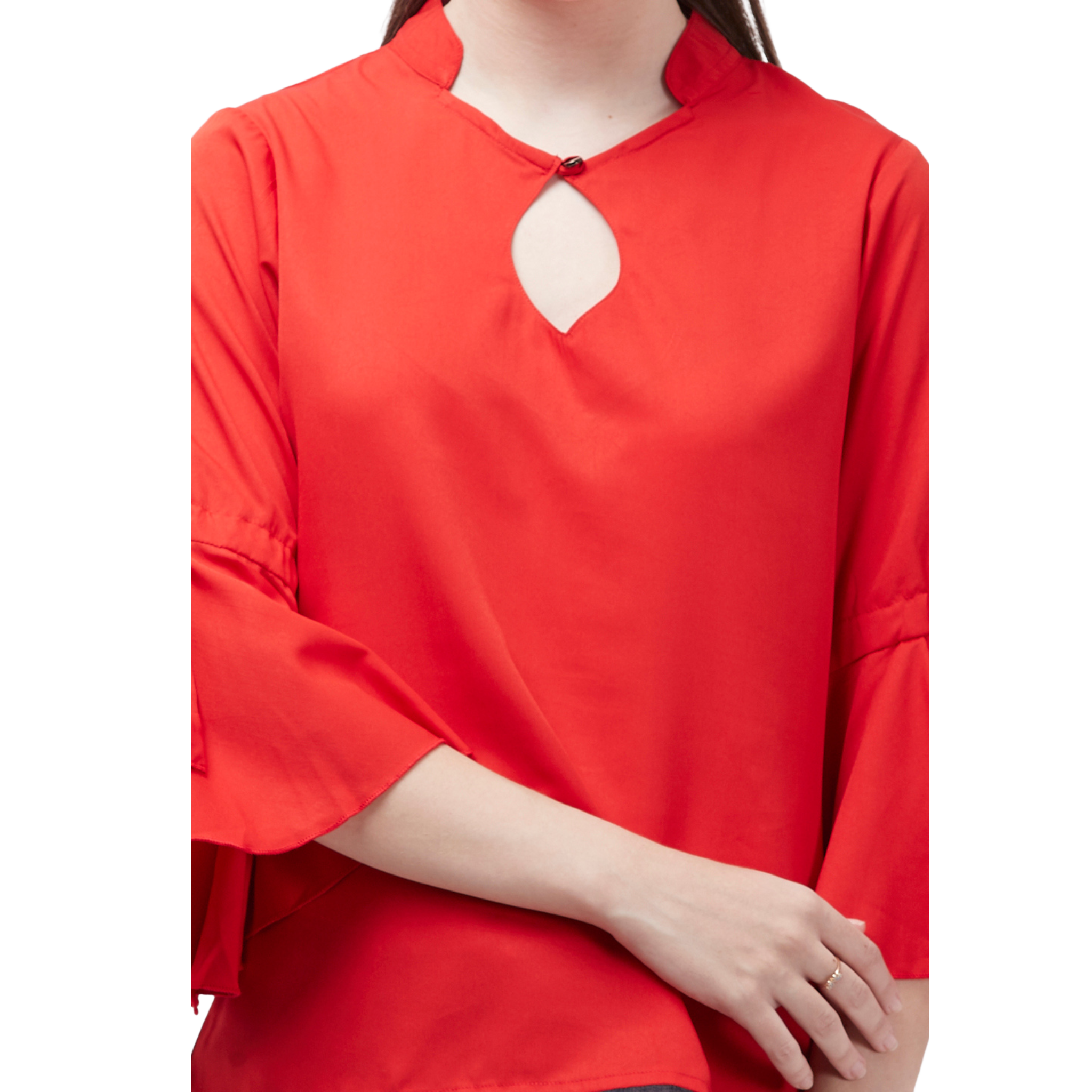 Red Bell Sleeve Top
