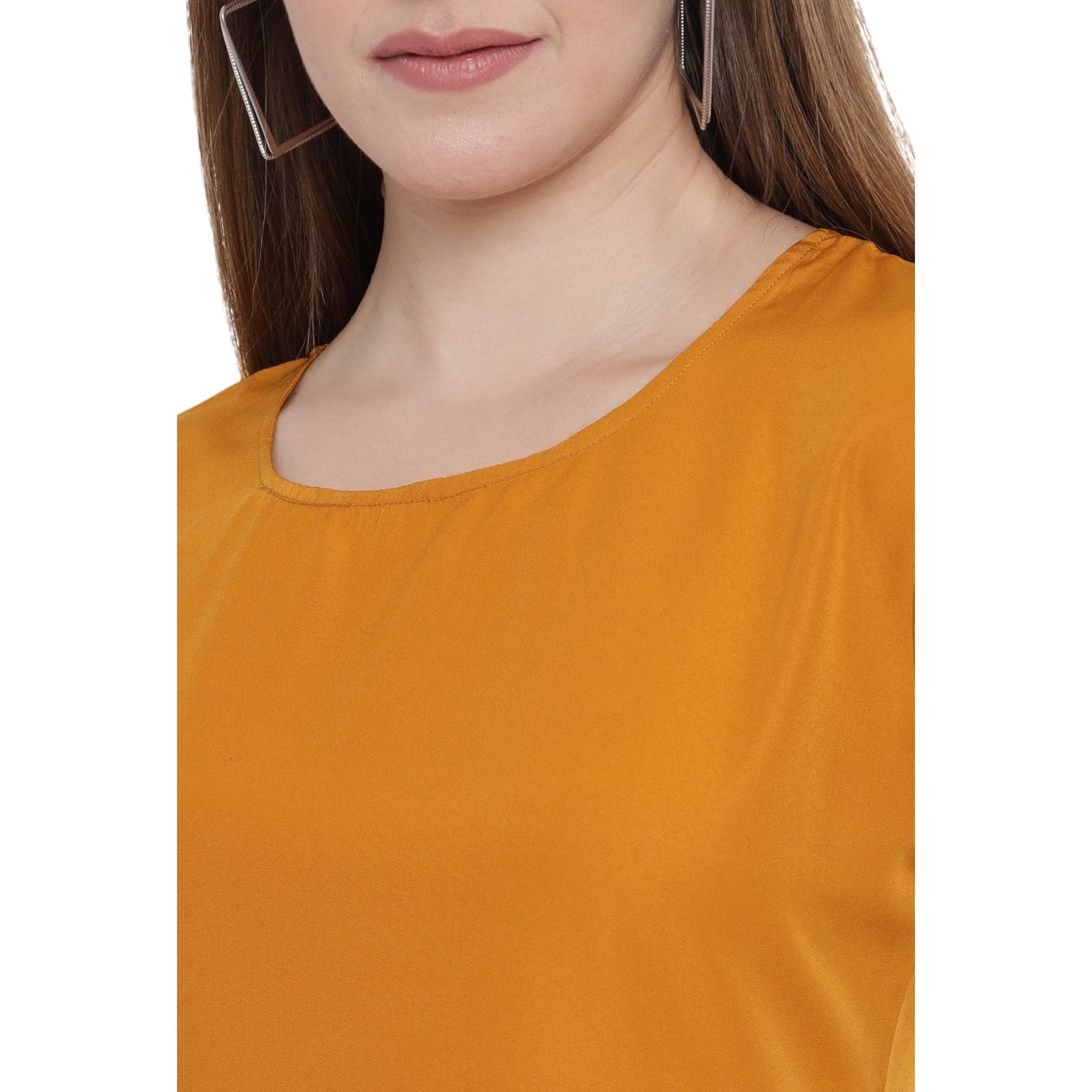 Mustard Solid Waist Pleated Top