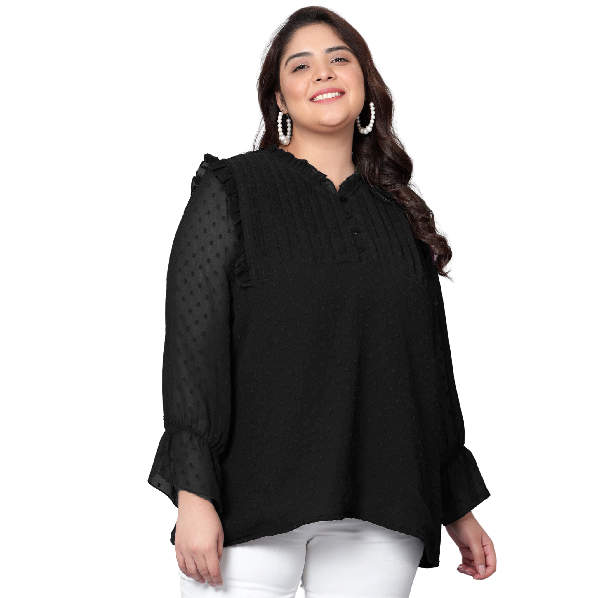 Black Georgette Plus Size Tunic
