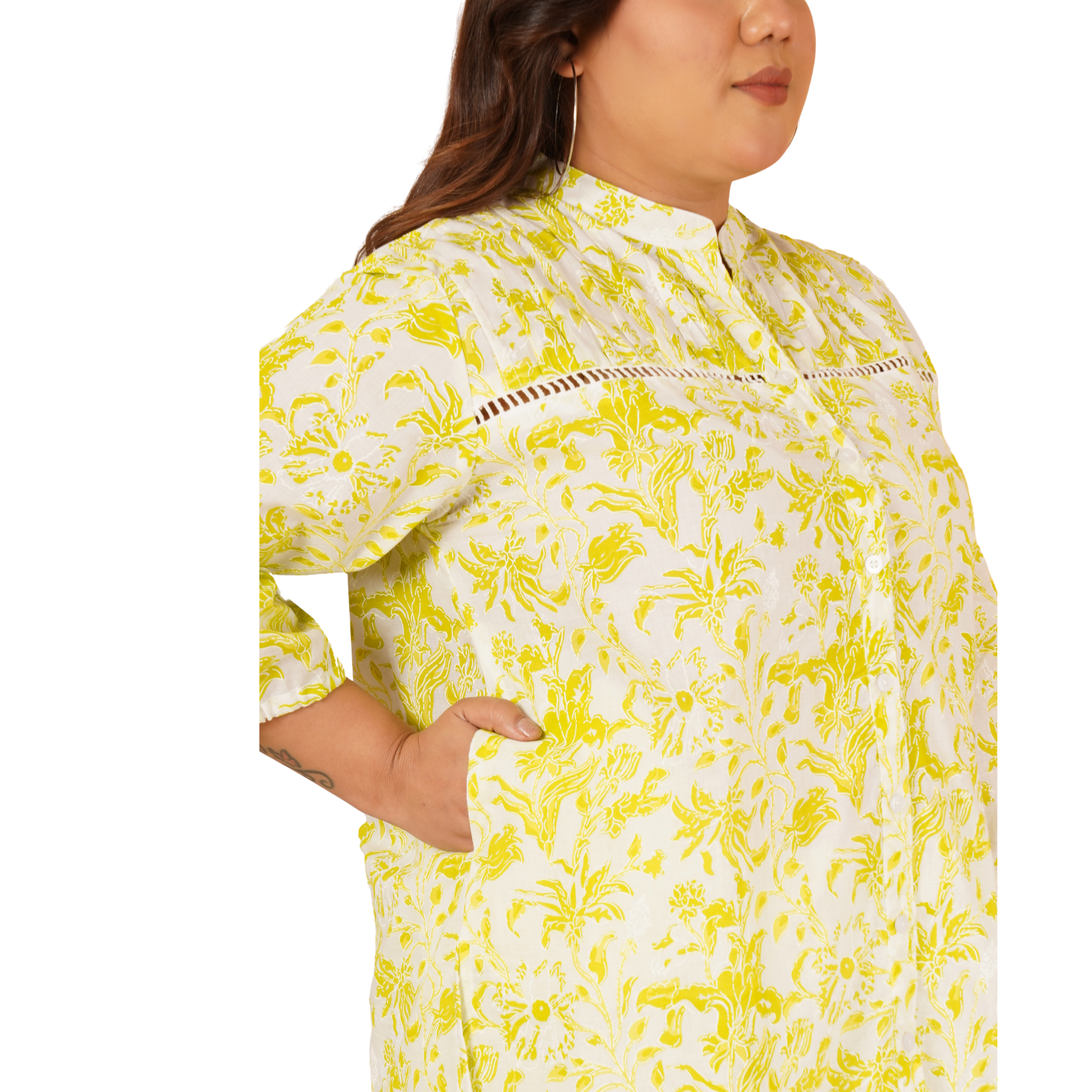 Yellow Print Plus Size Co-Ord Set