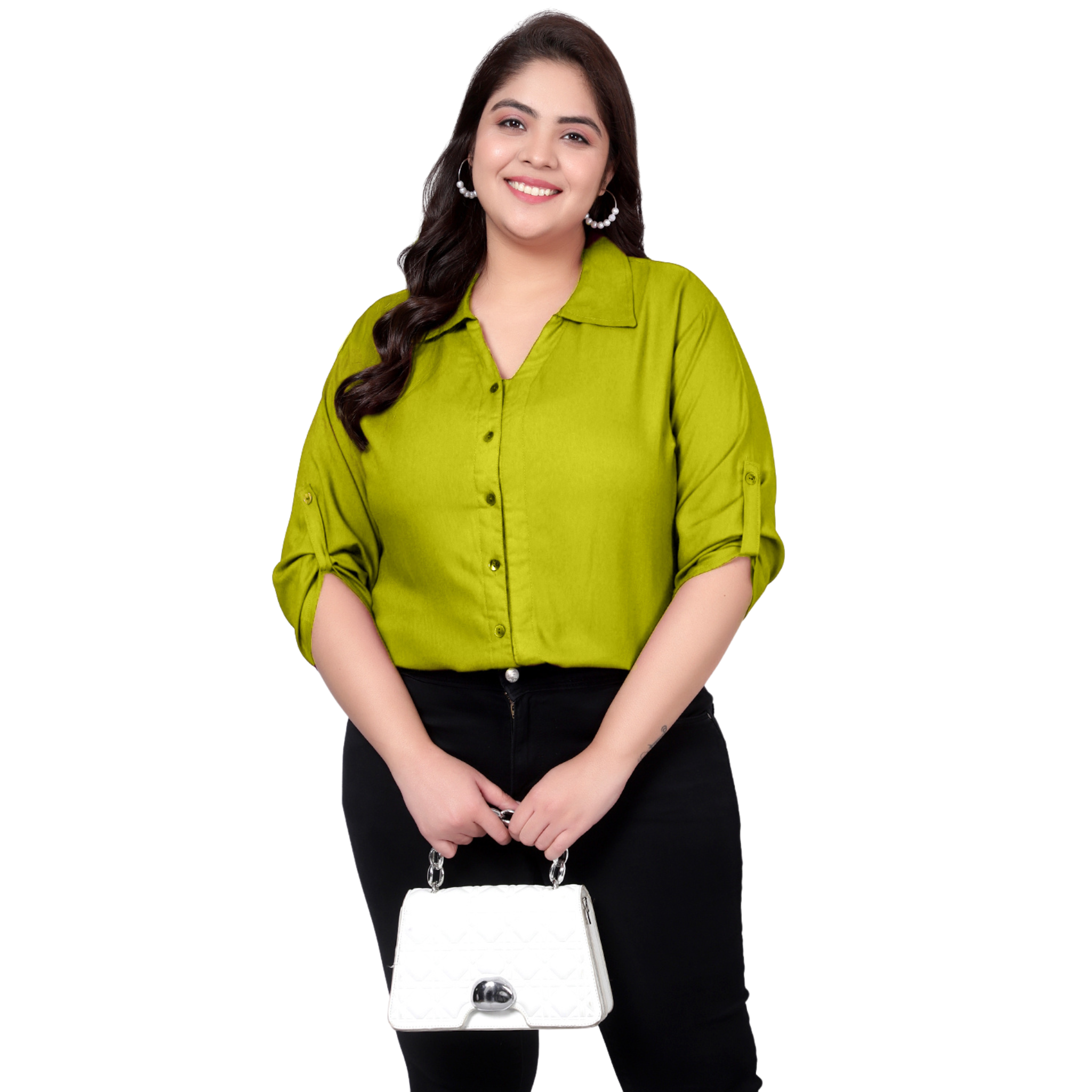 Light Green Longline Plus Size Shirt