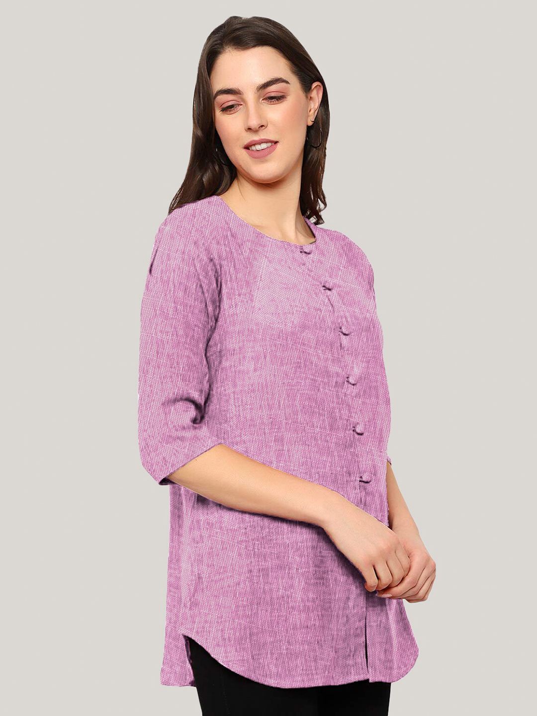 Purple Cotton Linen Tunic — view 8