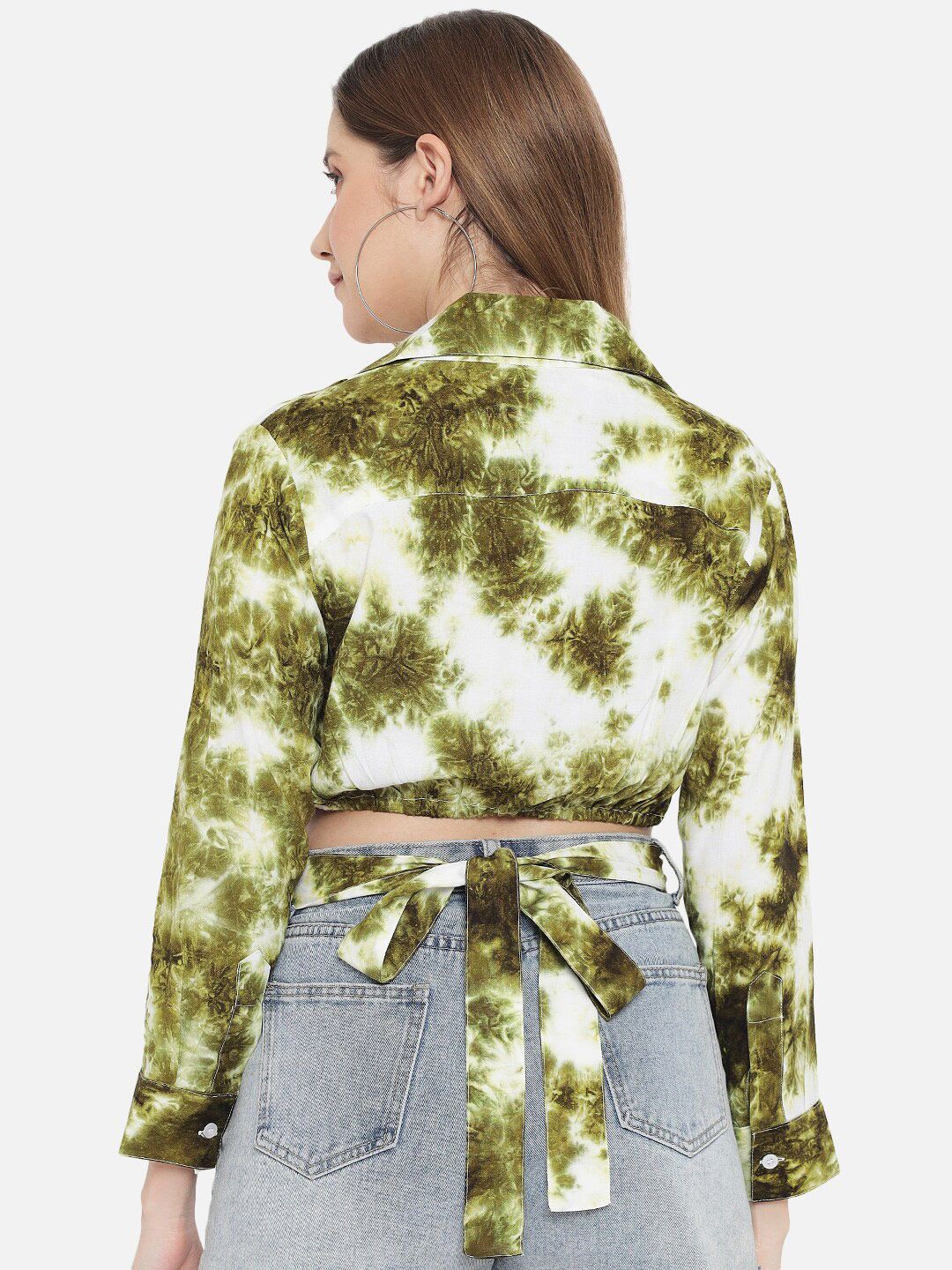 Green Tie Dye Crop Shirt — view 5