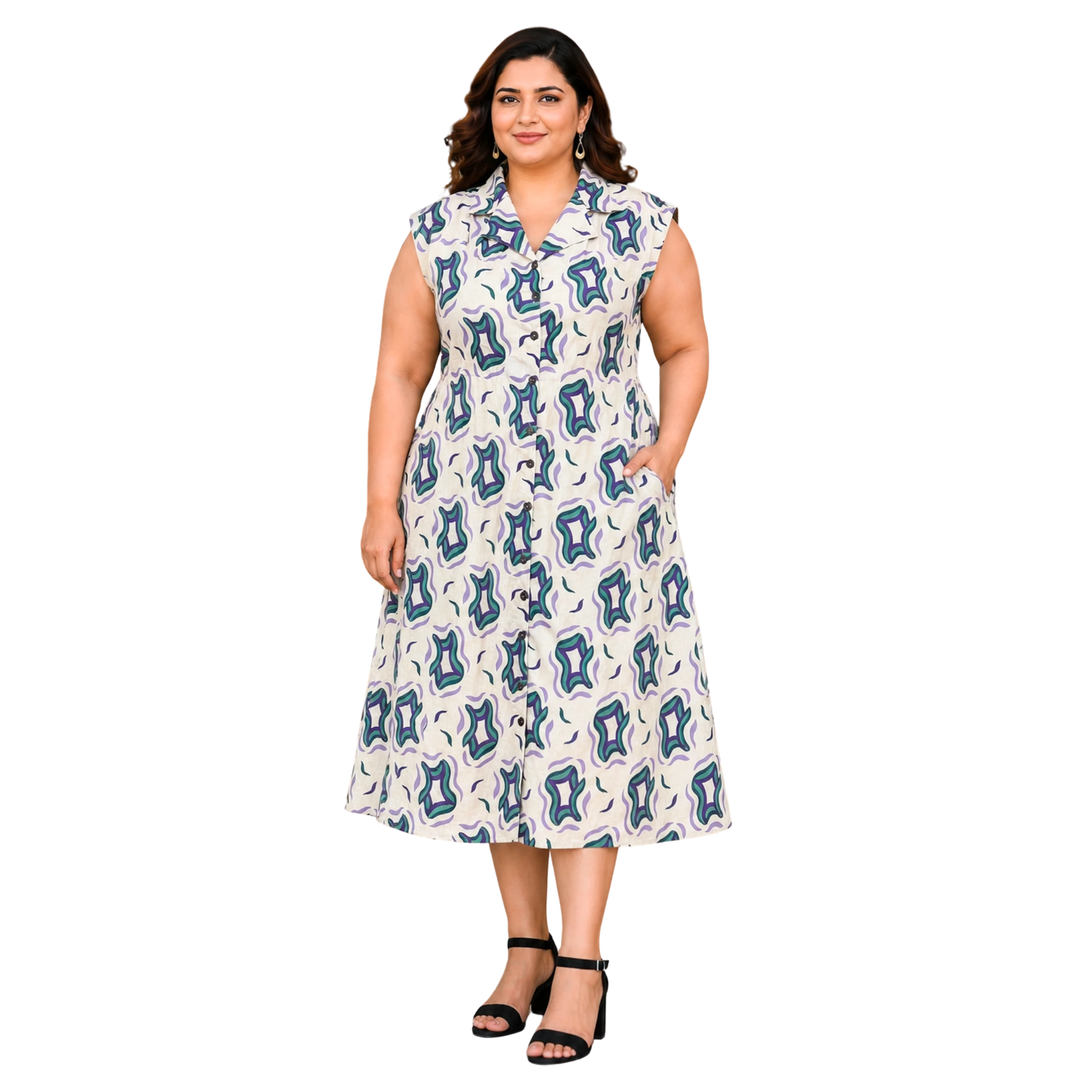 OffWhite Purple Print Midi Dress