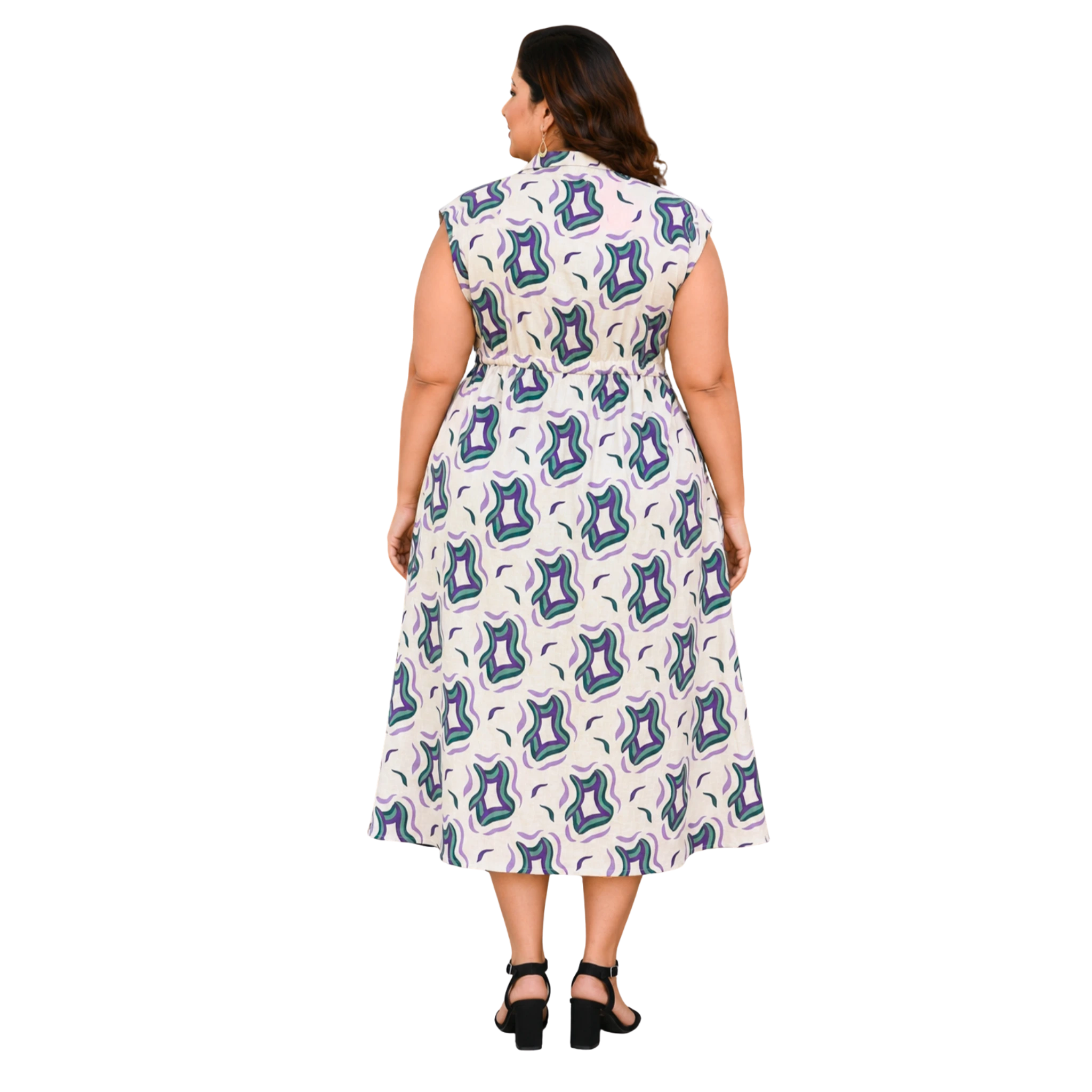 OffWhite Purple Print Midi Dress