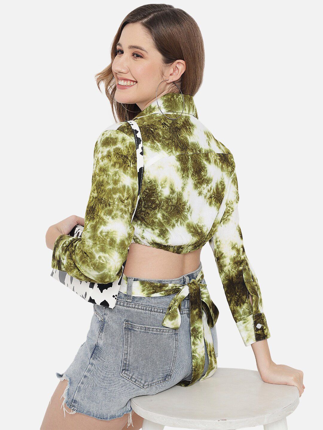 Green Tie Dye Crop Shirt — view 7