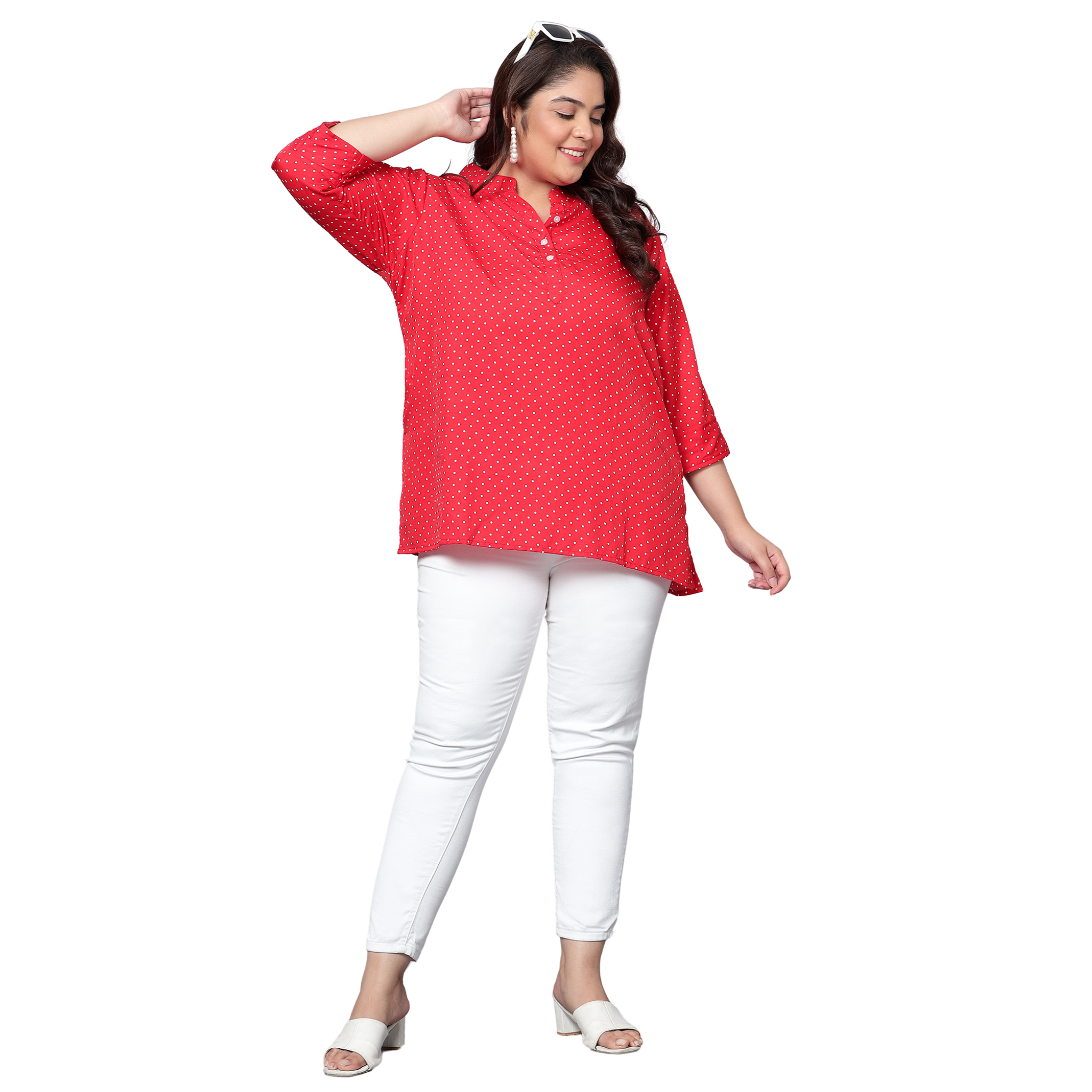 Red Polka Dot Plus Size Tunic