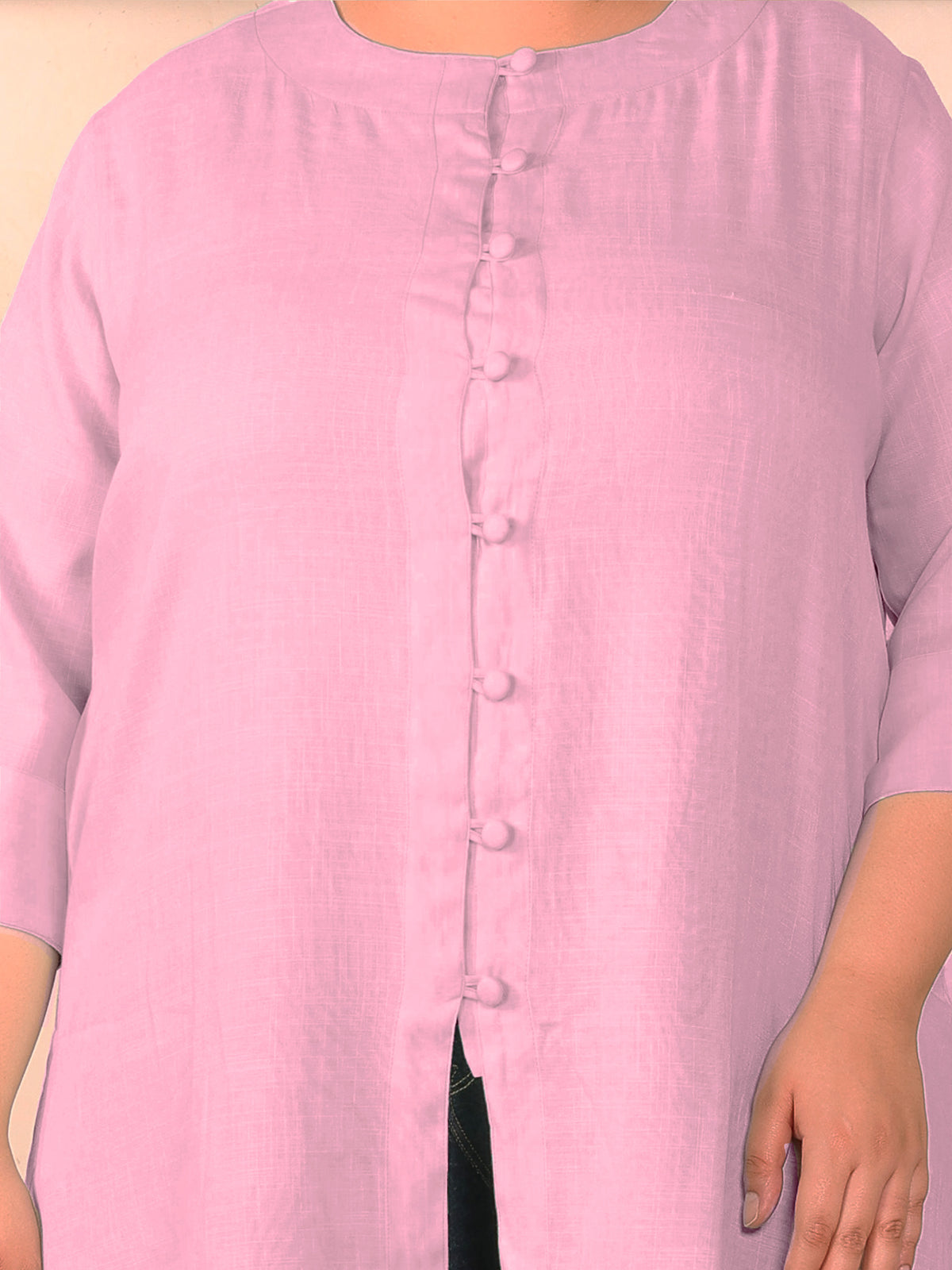 Purple Cotton Linen Plus Size Tunic