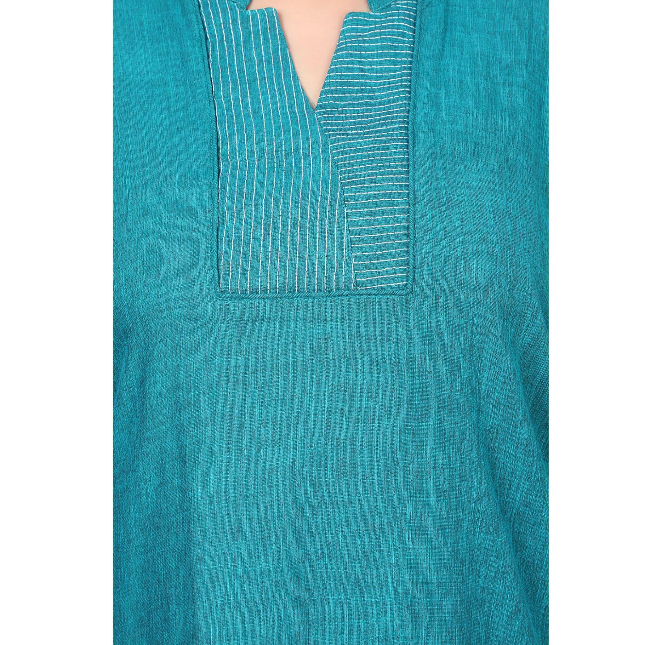 Turquoise Embroidered Plus Size Tunic