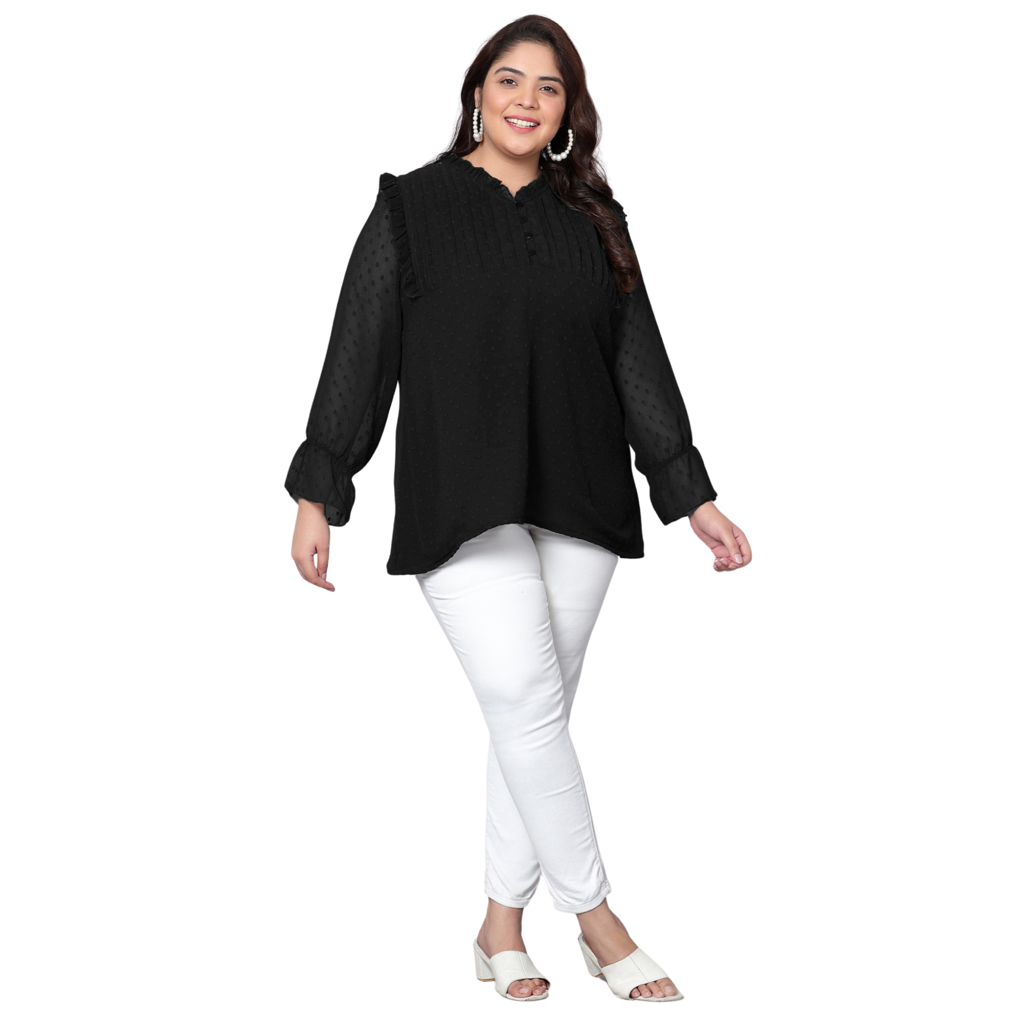 Black Georgette Plus Size Tunic