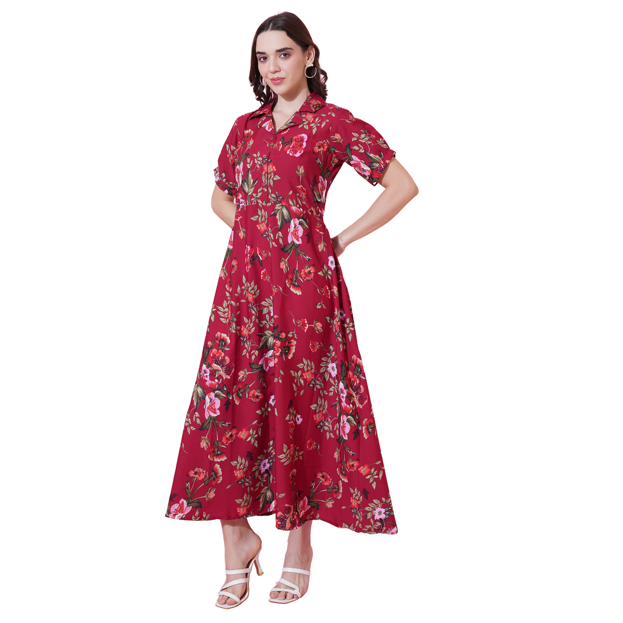 Red Floral Maxi Dress
