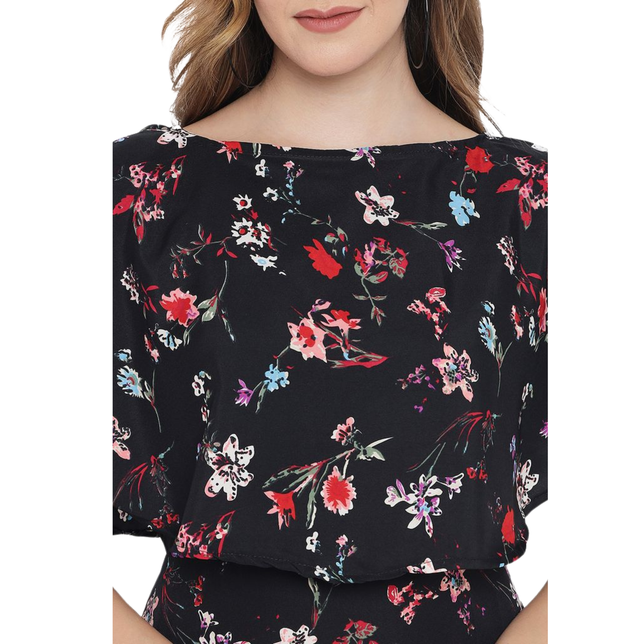 Black Floral Print Dress
