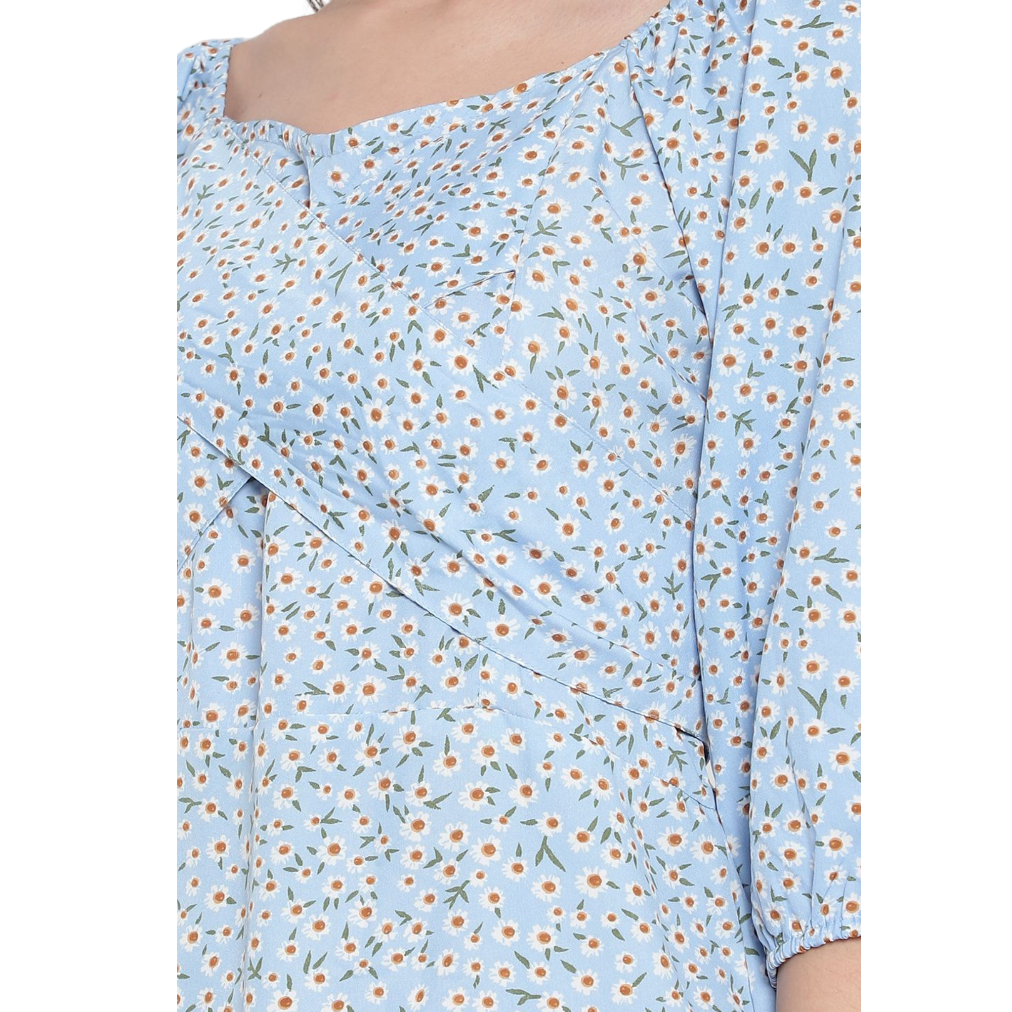 Blue Floral Smock Dress