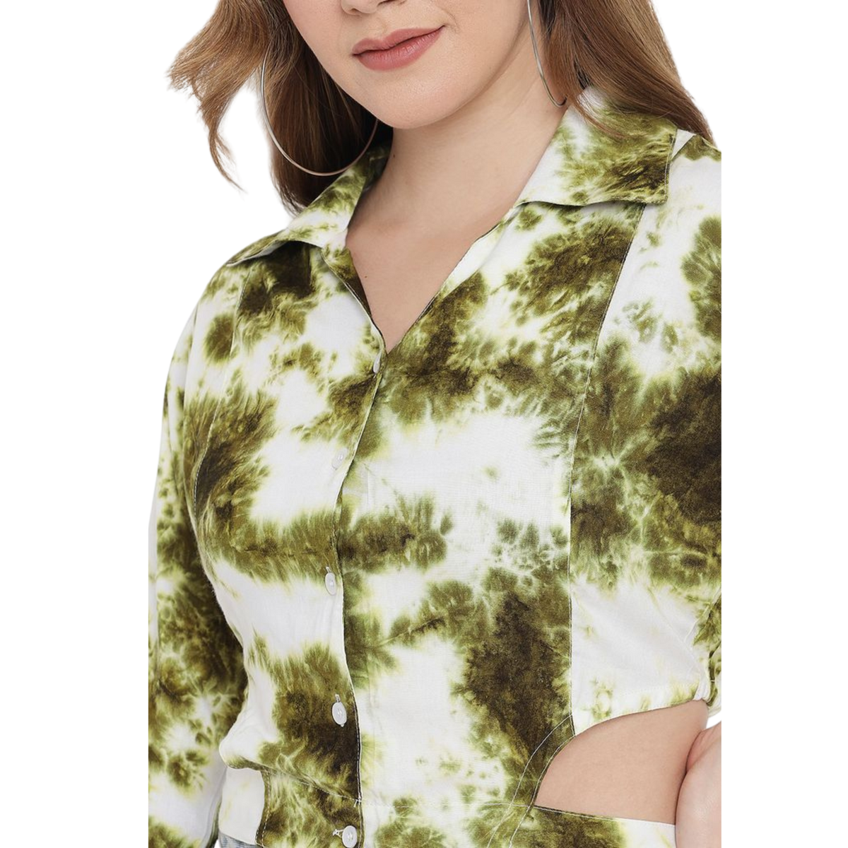 Green Tie Dye Crop Shirt
