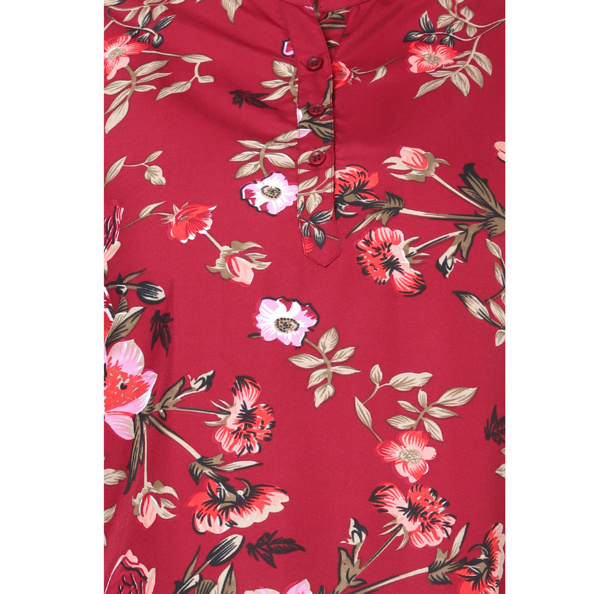 Maroon Floral Print Plus Size Tunic